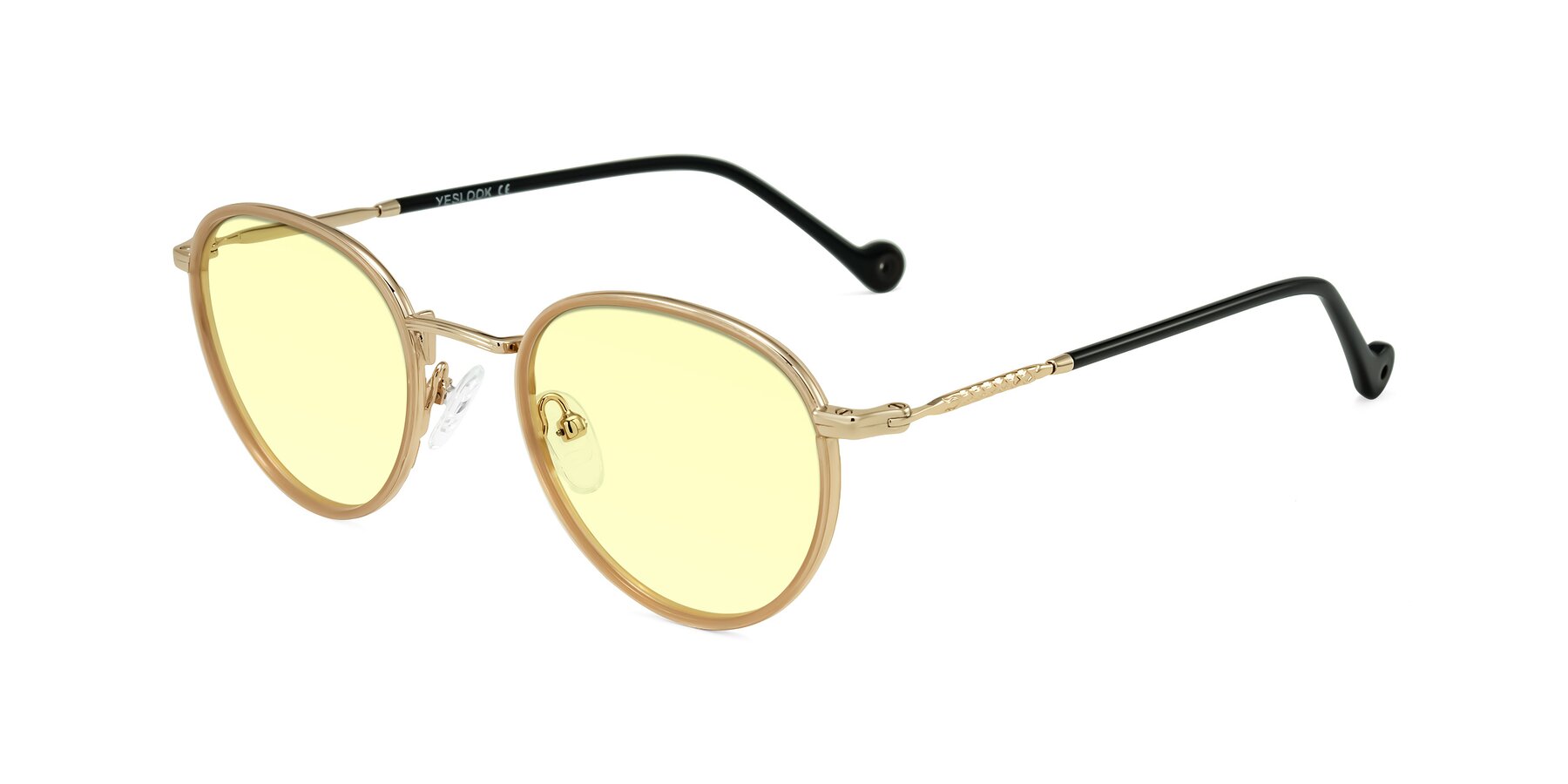 Angle of Hoosen in Beige/Gold with Light Yellow Tinted Lenses