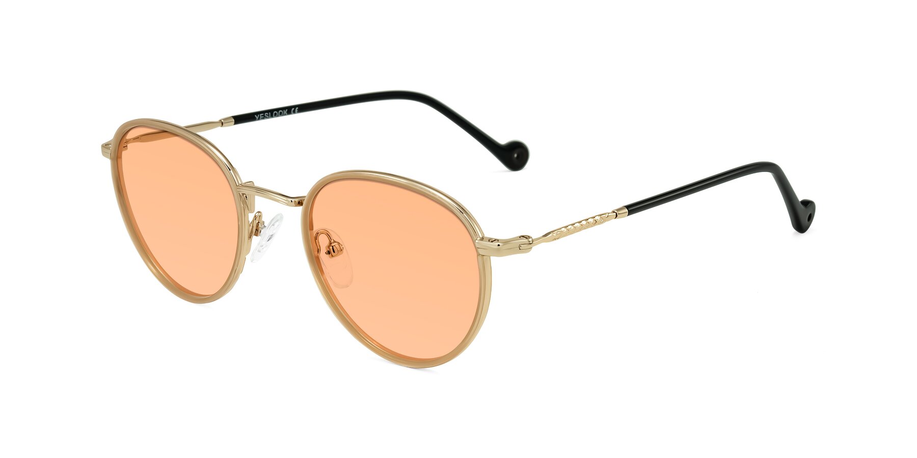 Angle of Hoosen in Beige/Gold with Light Orange Tinted Lenses