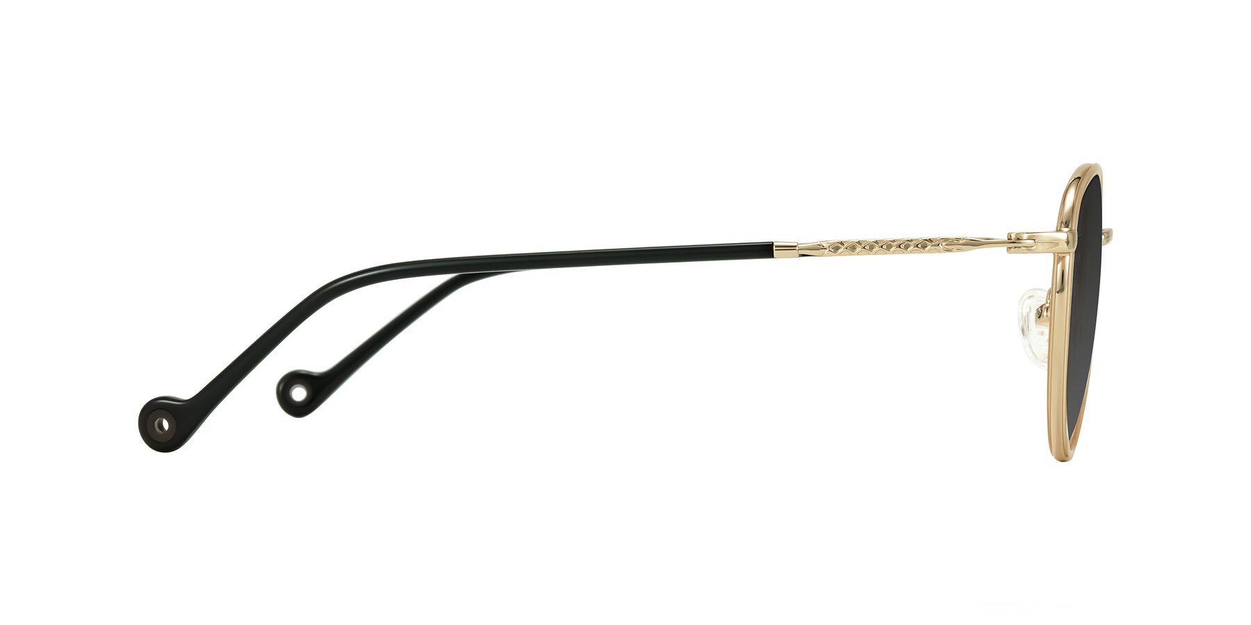 Side of Hoosen in Beige/Gold with Gray Tinted Lenses