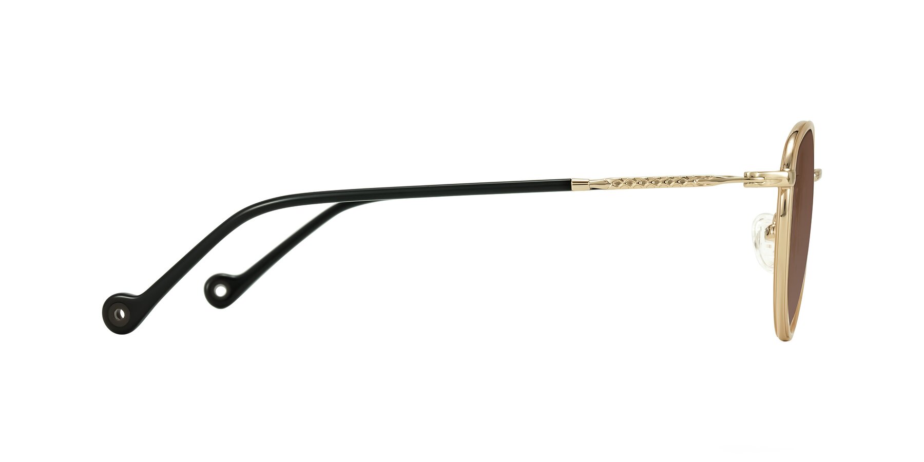 Side of Hoosen in Beige/Gold with Brown Tinted Lenses