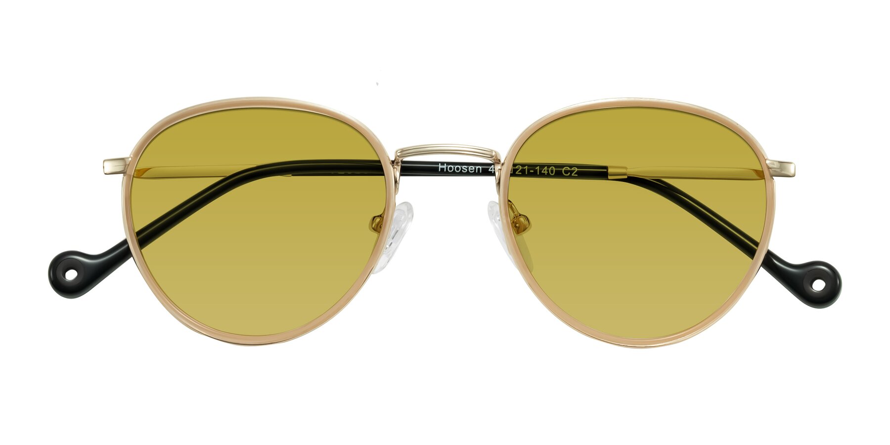 Folded Front of Hoosen in Beige/Gold with Champagne Tinted Lenses