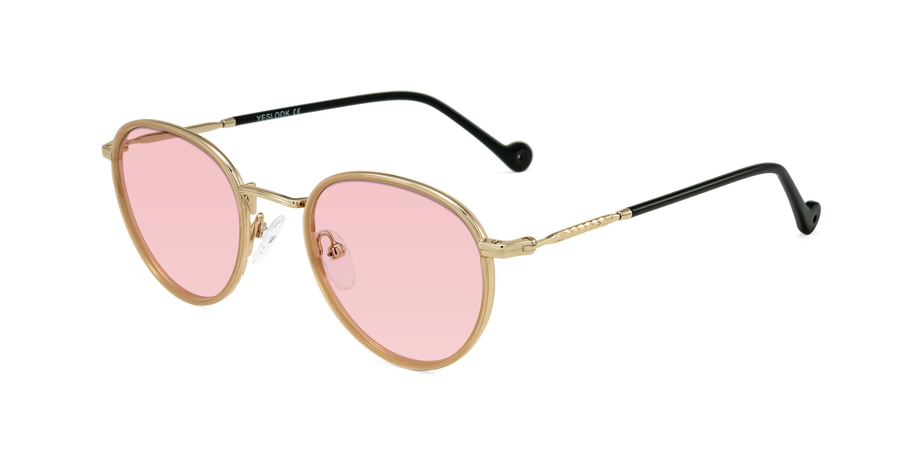 Angle of Hoosen in Beige/Gold with Light Garnet Tinted Lenses