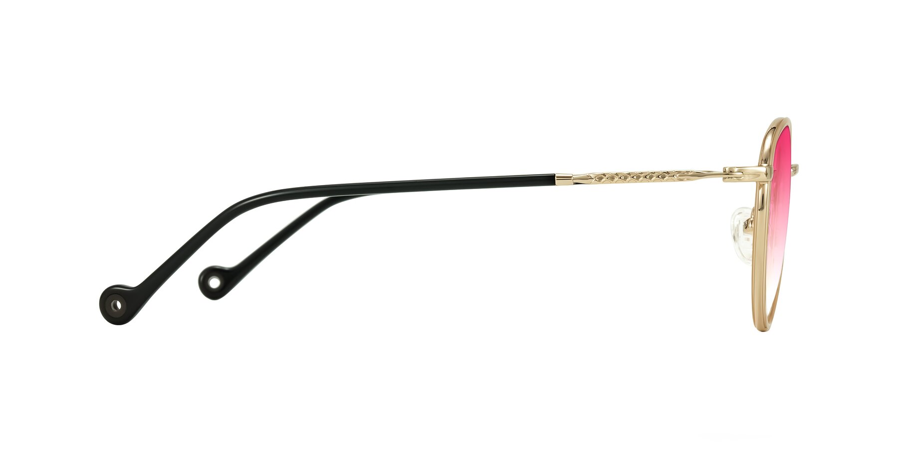 Side of Hoosen in Beige/Gold with Pink Gradient Lenses