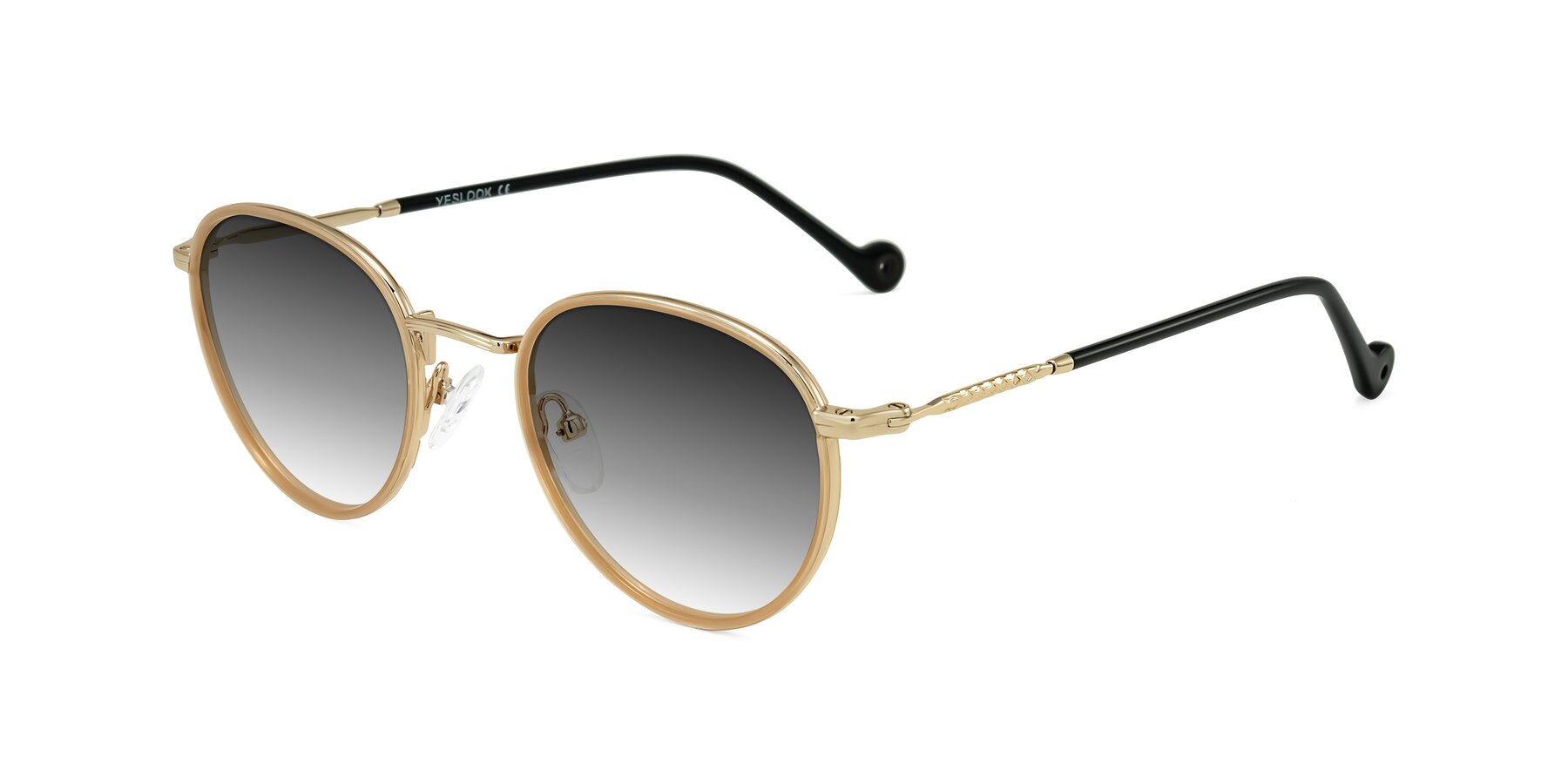 Angle of Hoosen in Beige/Gold with Gray Gradient Lenses