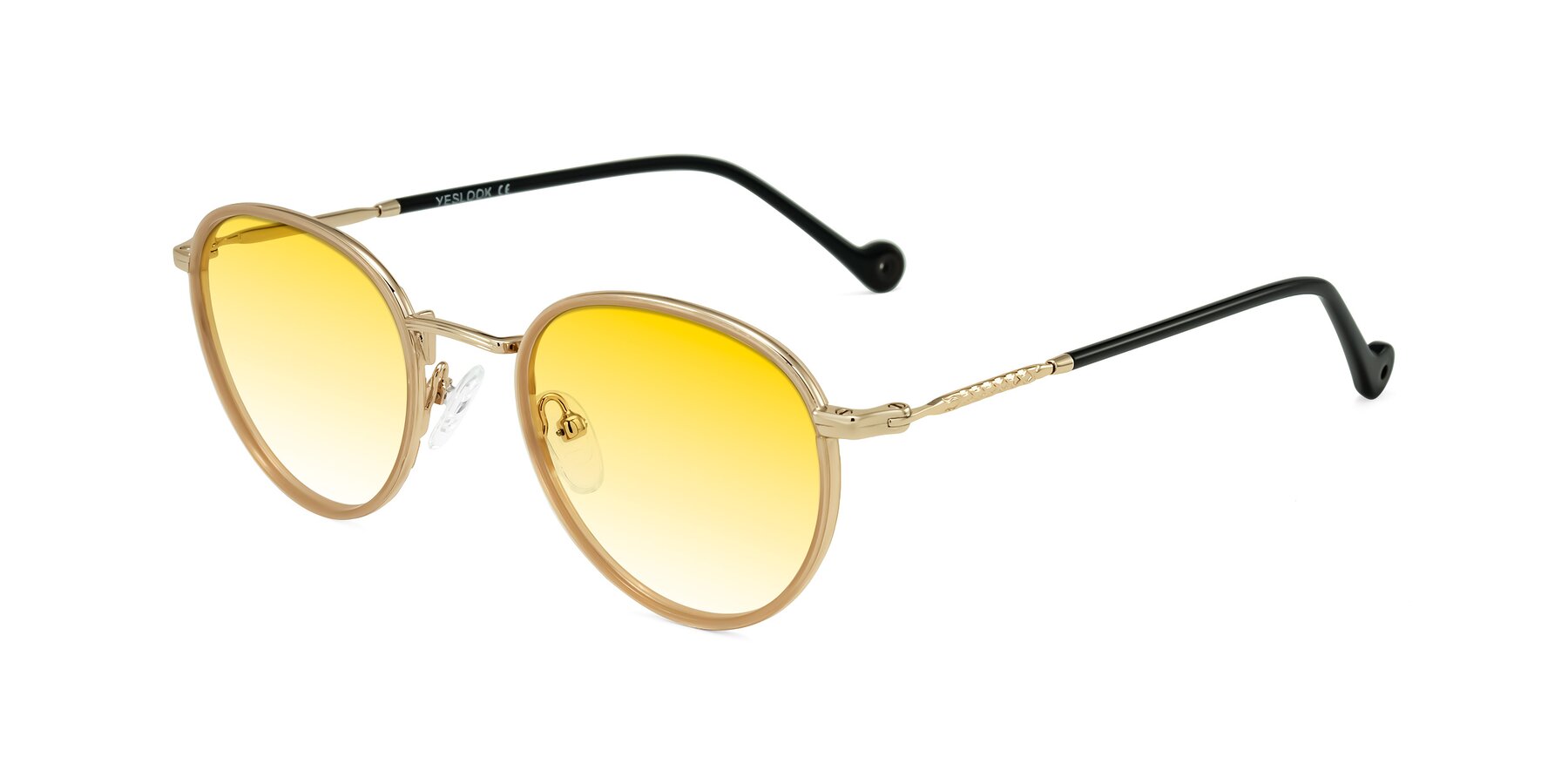 Angle of Hoosen in Beige/Gold with Yellow Gradient Lenses