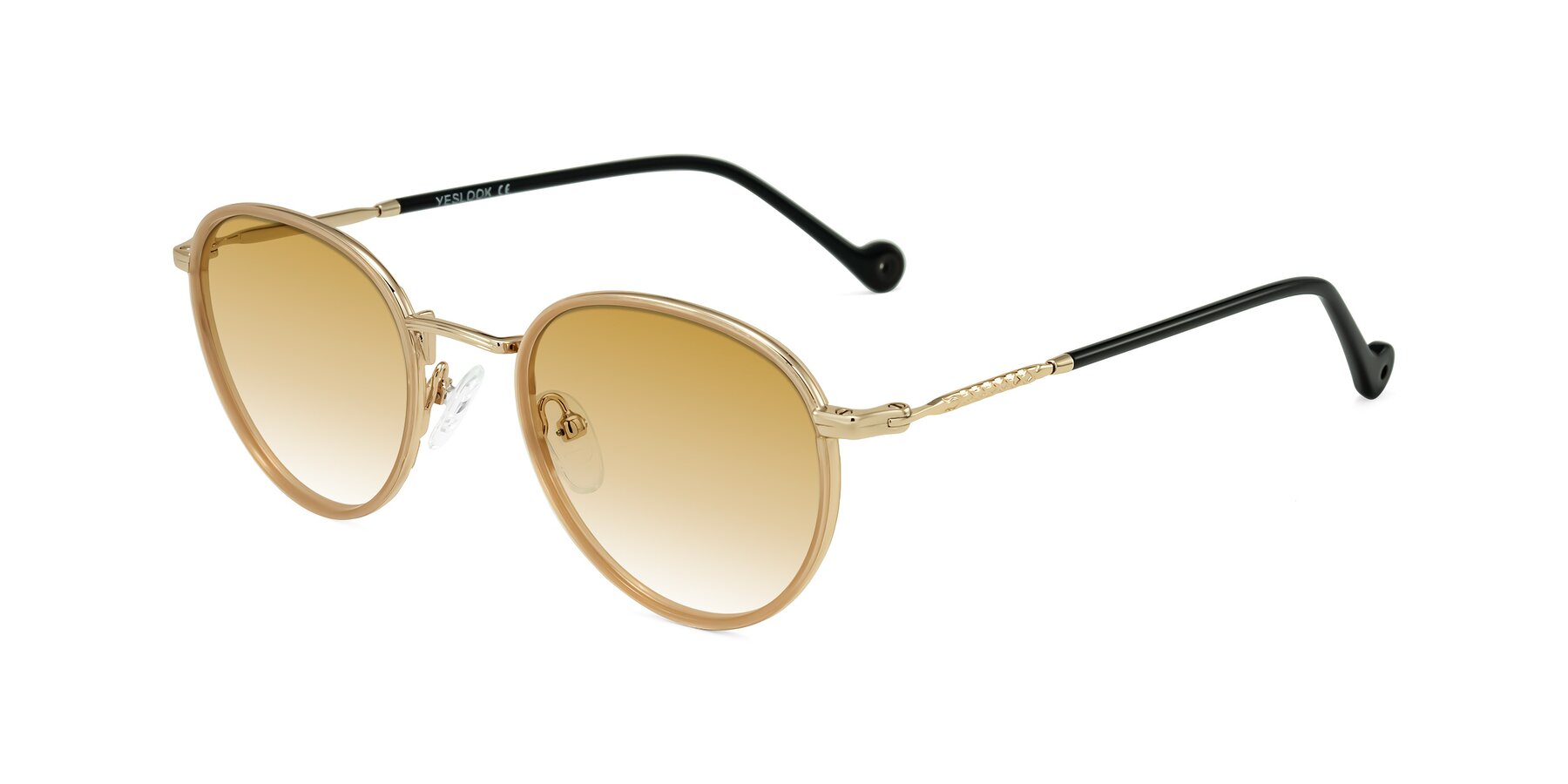 Angle of Hoosen in Beige/Gold with Champagne Gradient Lenses