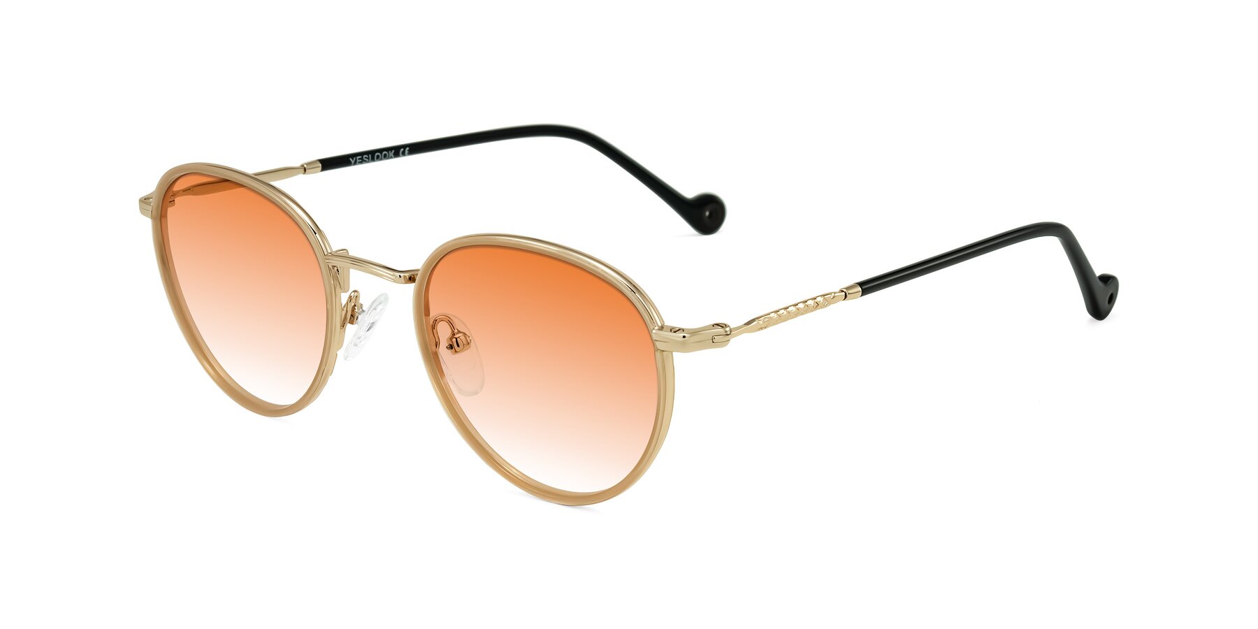 Angle of Hoosen in Beige/Gold with Orange Gradient Lenses