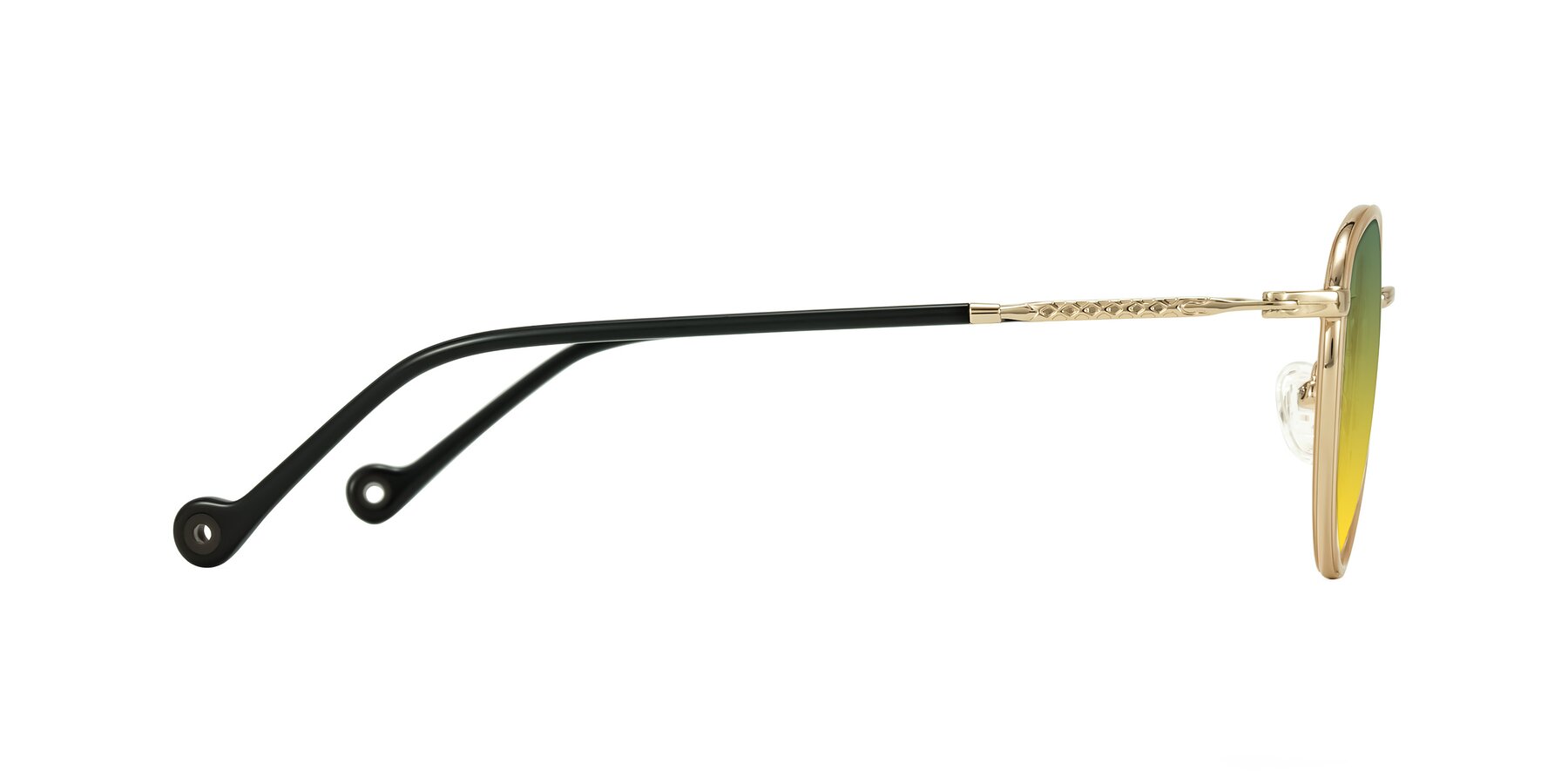 Side of Hoosen in Beige/Gold with Green / Yellow Gradient Lenses