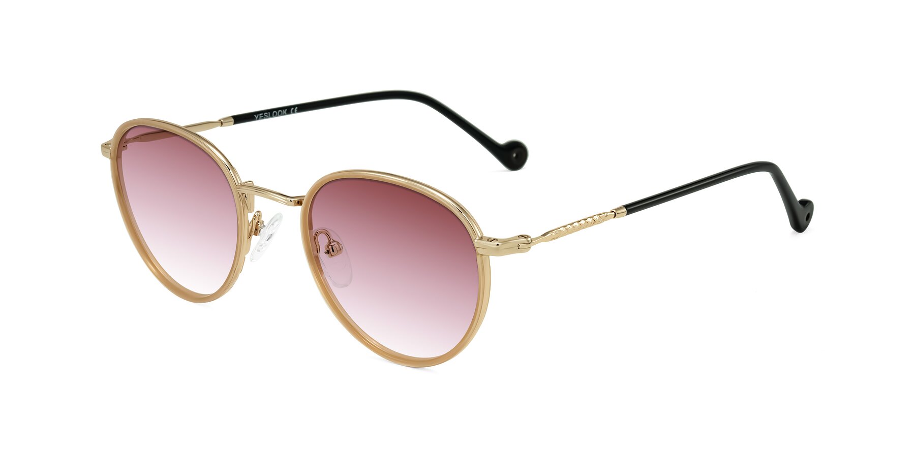 Angle of Hoosen in Beige/Gold with Garnet Gradient Lenses