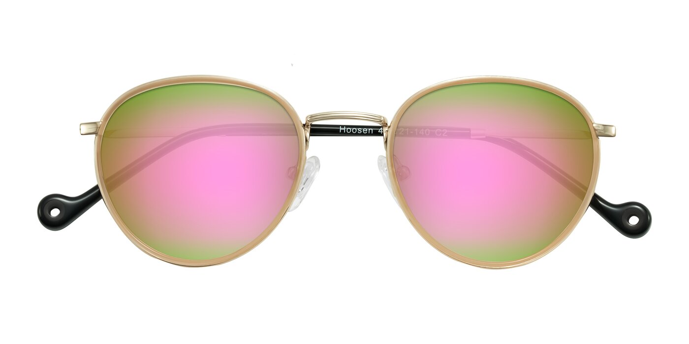 Hoosen - Beige/Gold Flash Mirrored Sunglasses