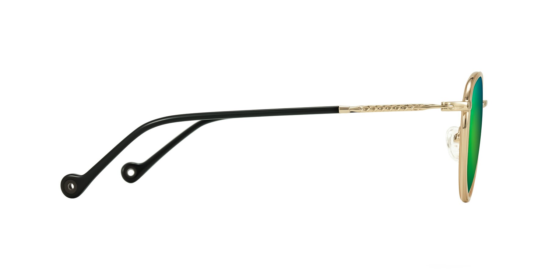 Side of Hoosen in Beige/Gold with Green Mirrored Lenses