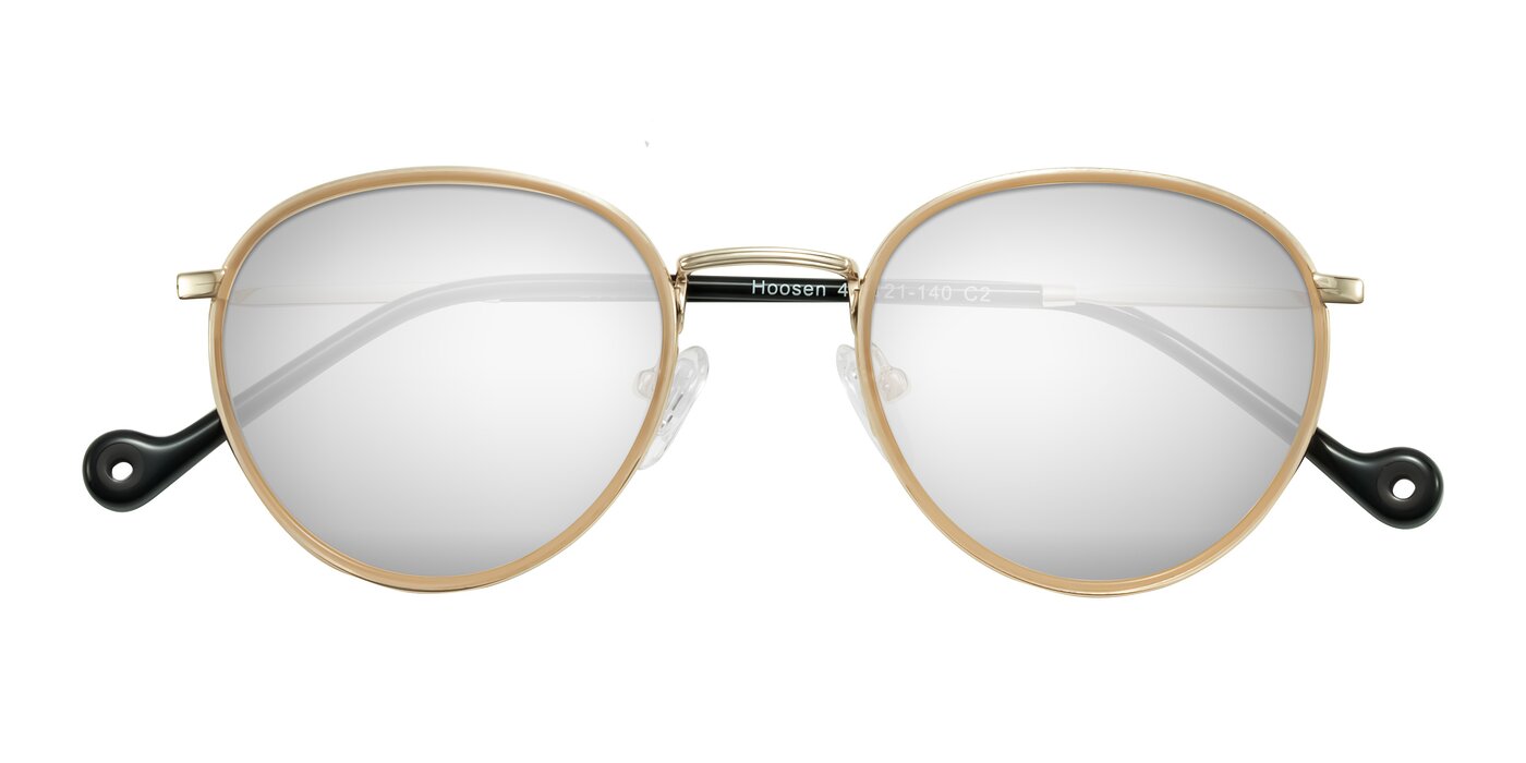 Hoosen - Beige/Gold Flash Mirrored Sunglasses