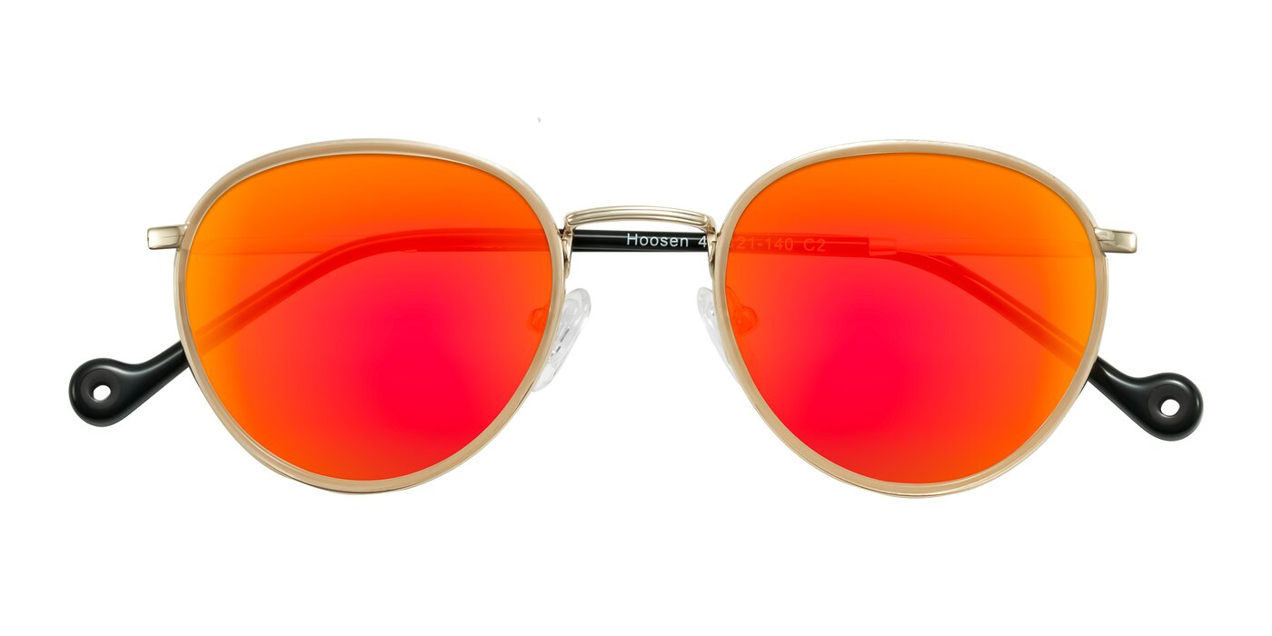Hoosen - Beige/Gold Flash Mirrored Sunglasses