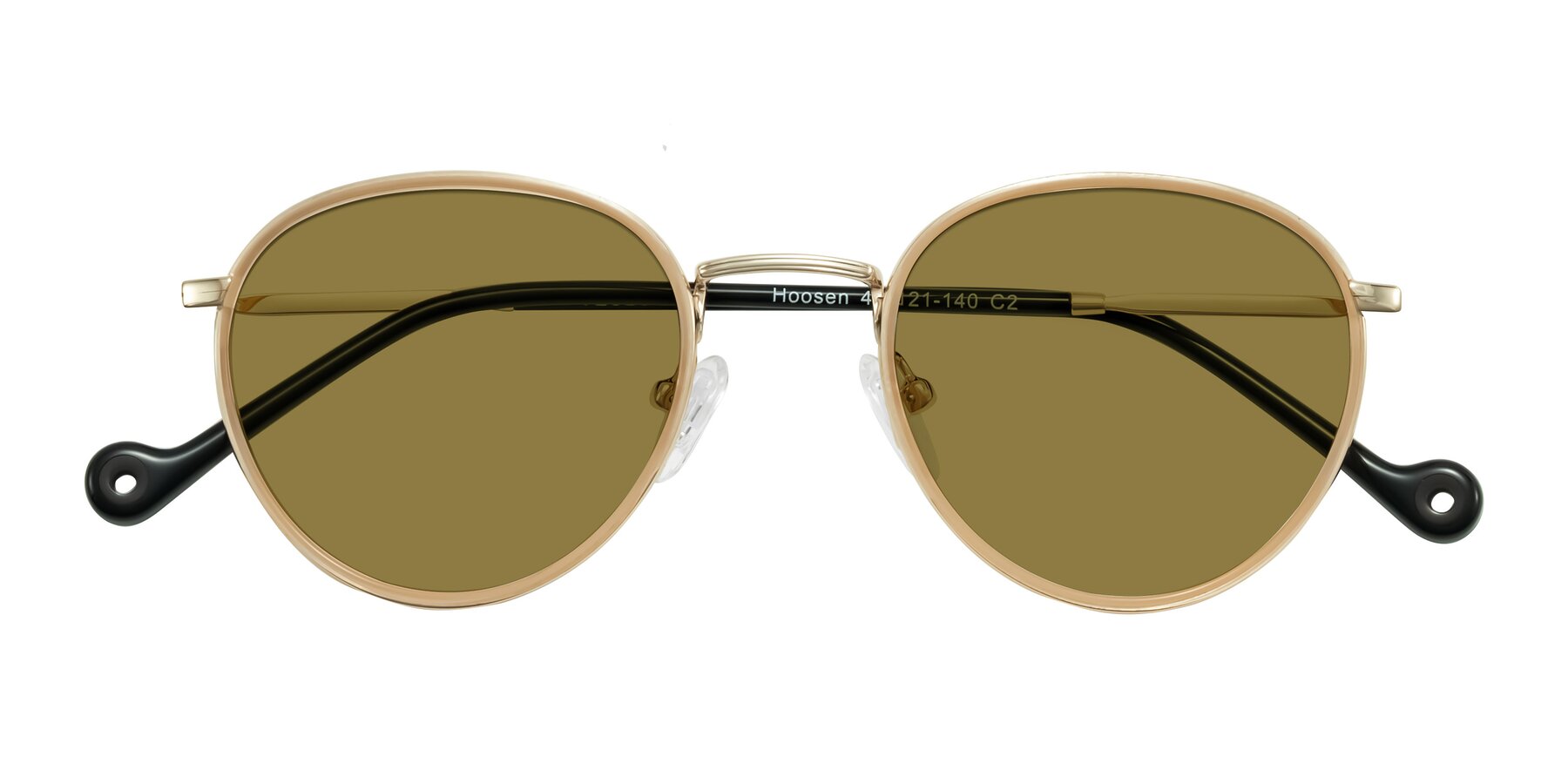 Folded Front of Hoosen in Beige/Gold with Brown Polarized Lenses