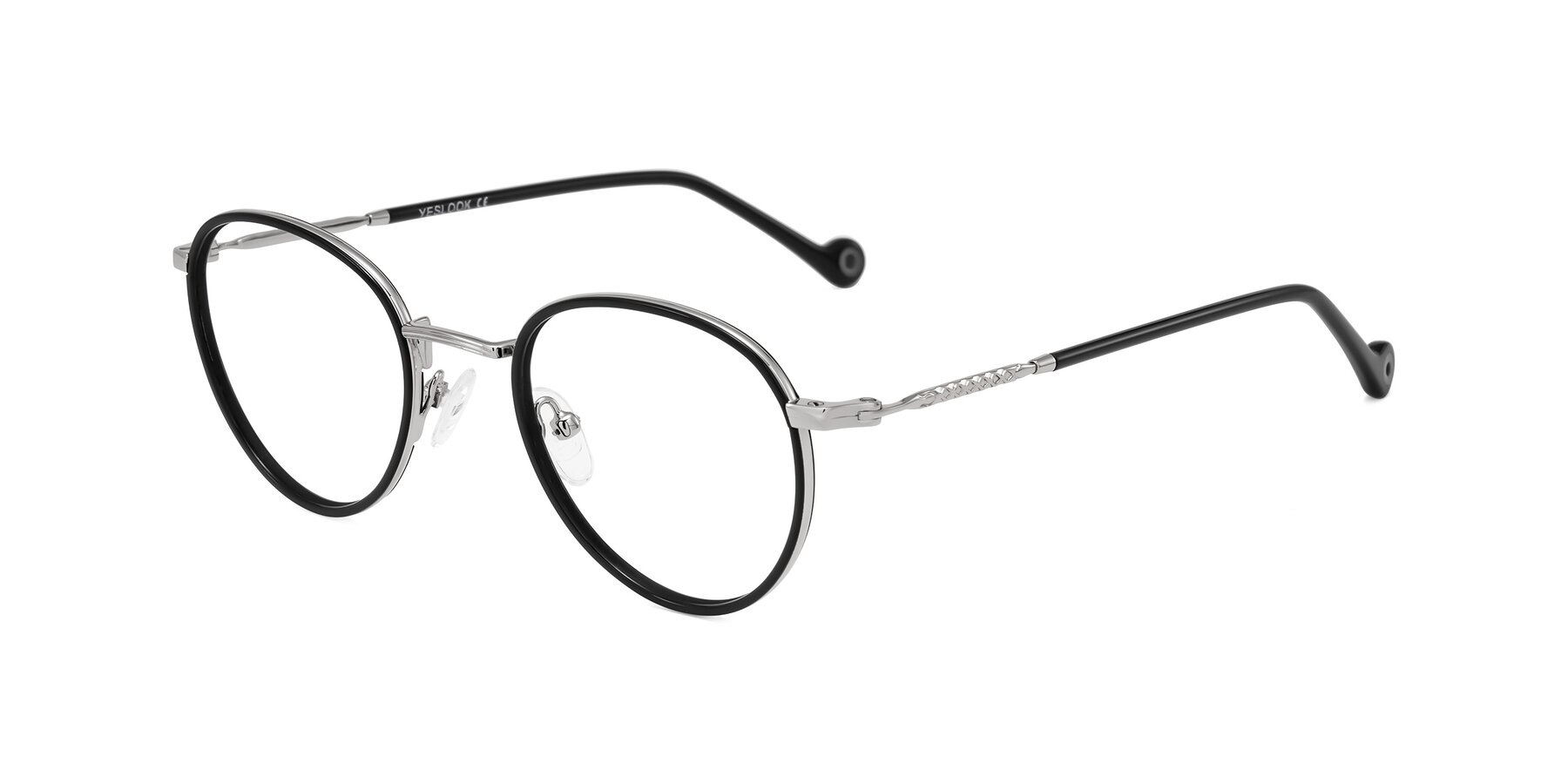 Angle of Hoosen in Black/Silver with Clear Eyeglass Lenses
