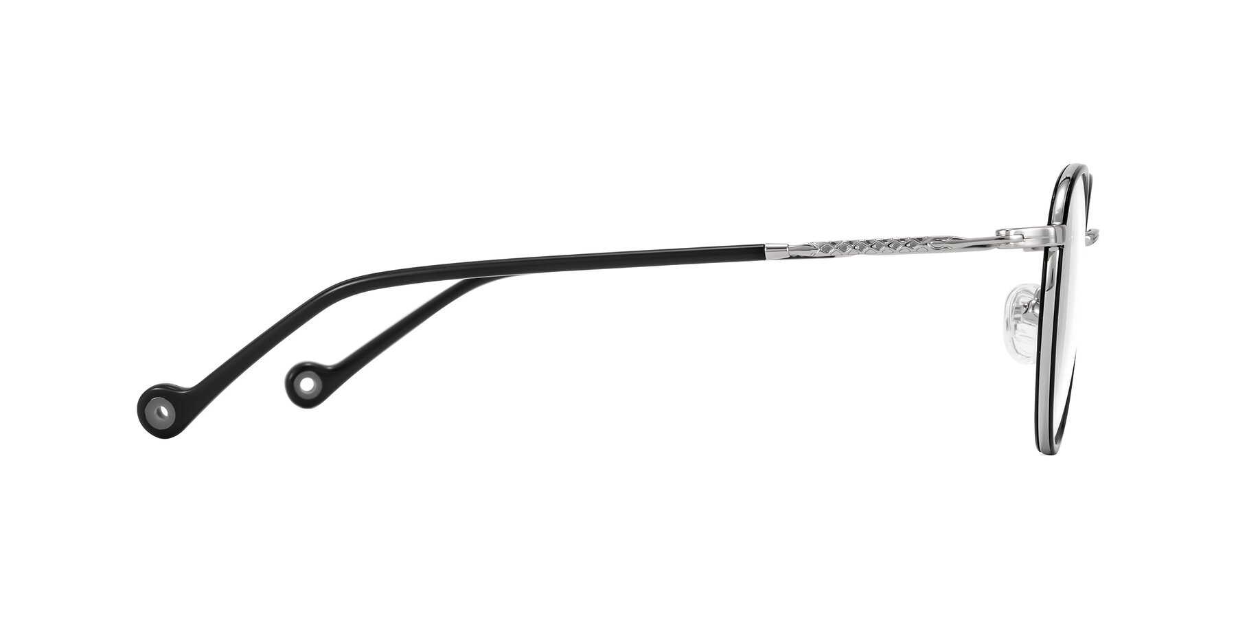 Side of Hoosen in Black/Silver with Clear Eyeglass Lenses