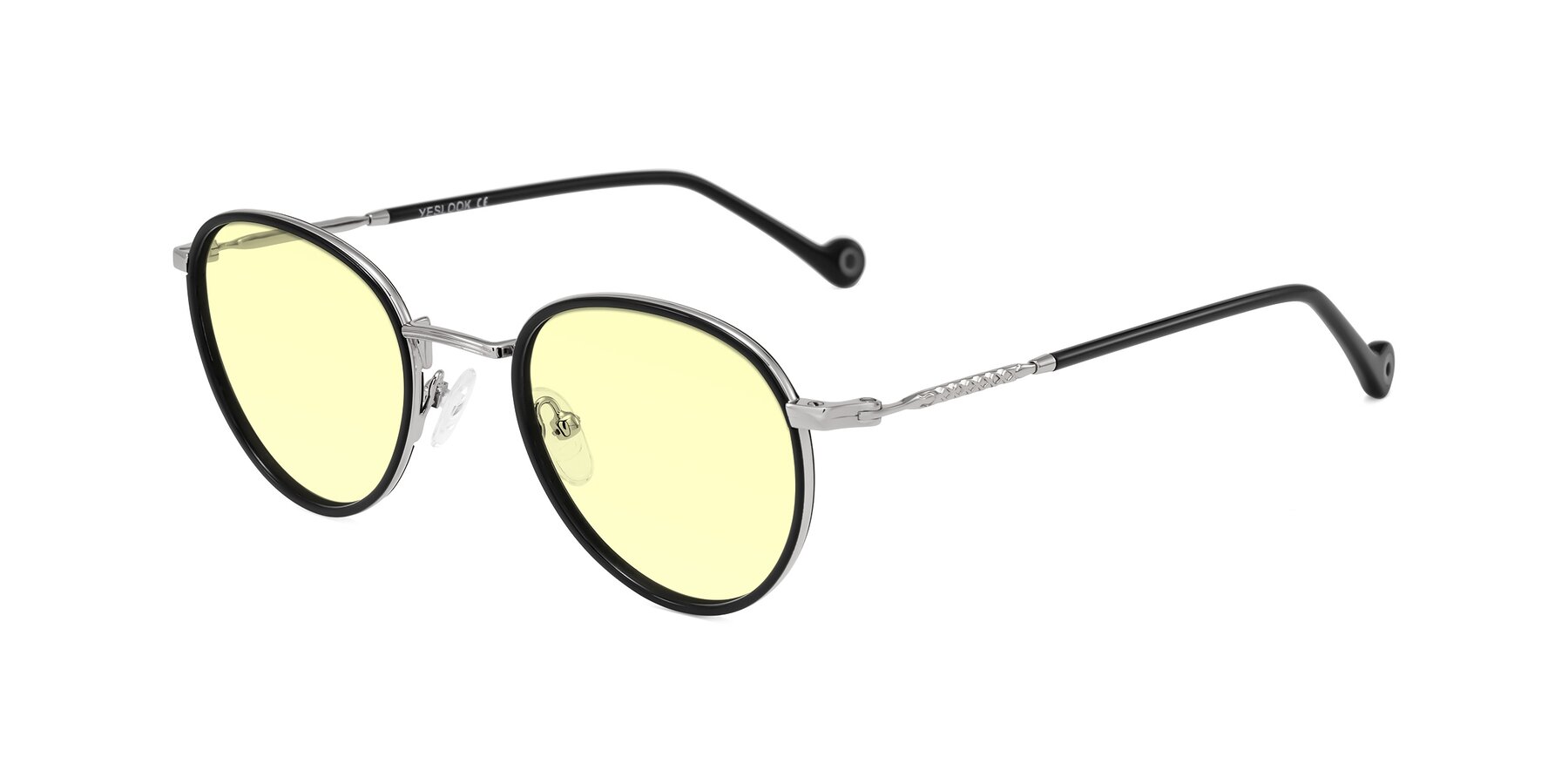Angle of Hoosen in Black/Silver with Light Yellow Tinted Lenses