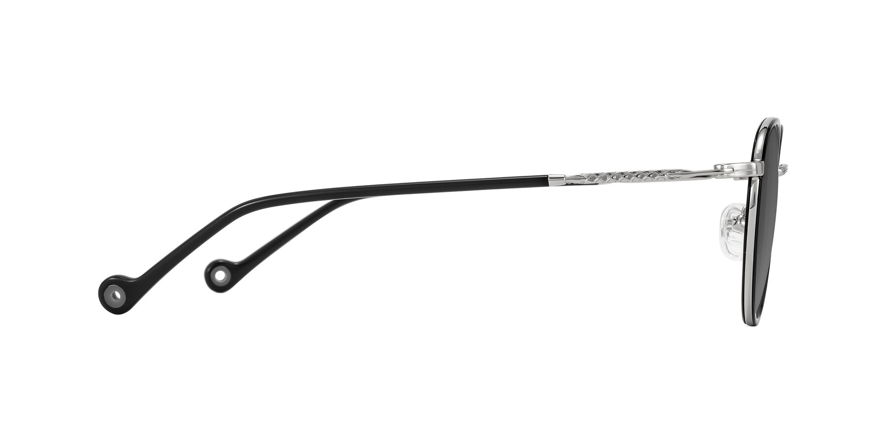 Side of Hoosen in Black/Silver with Medium Gray Tinted Lenses