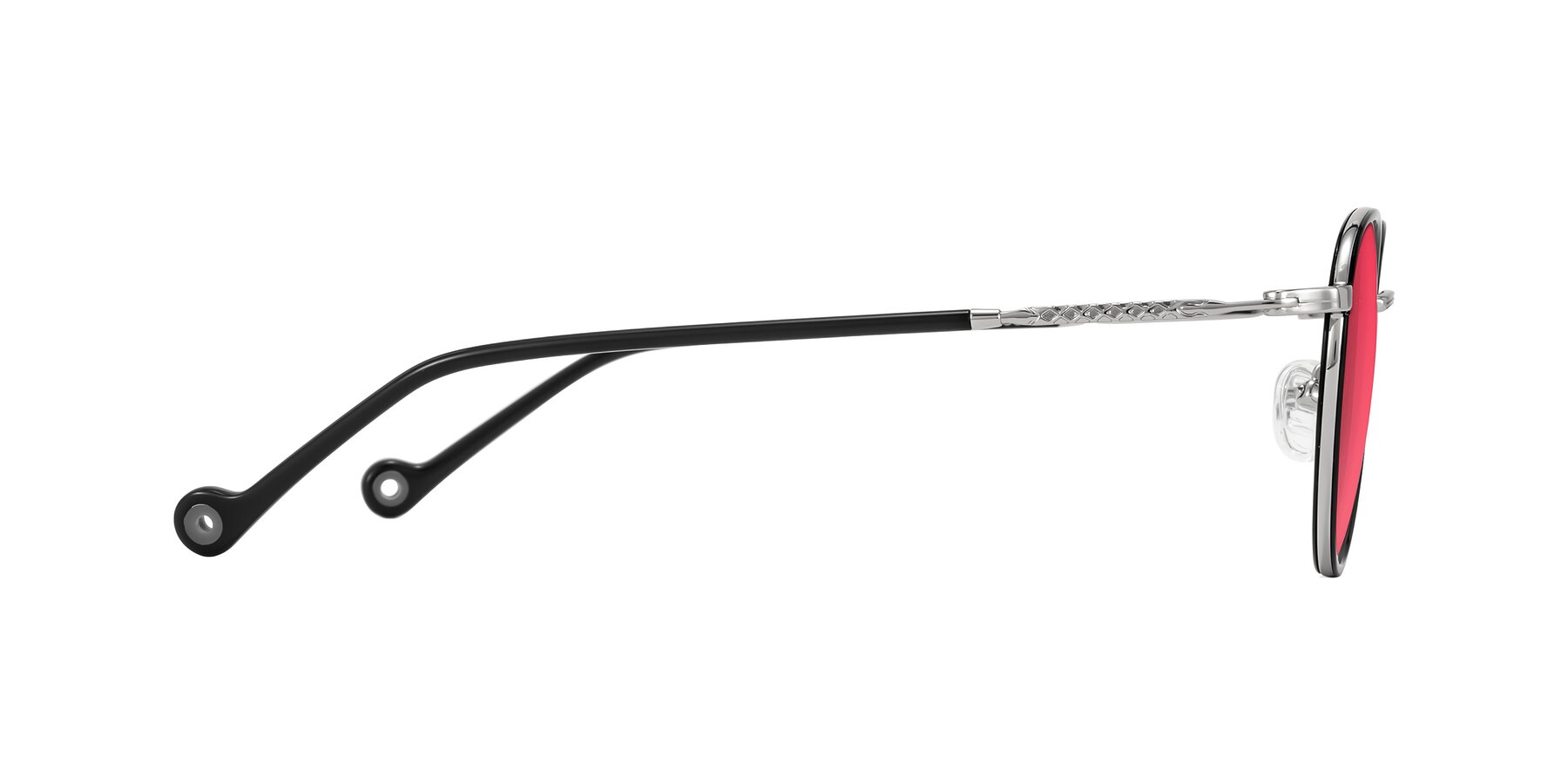 Side of Hoosen in Black/Silver with Red Tinted Lenses