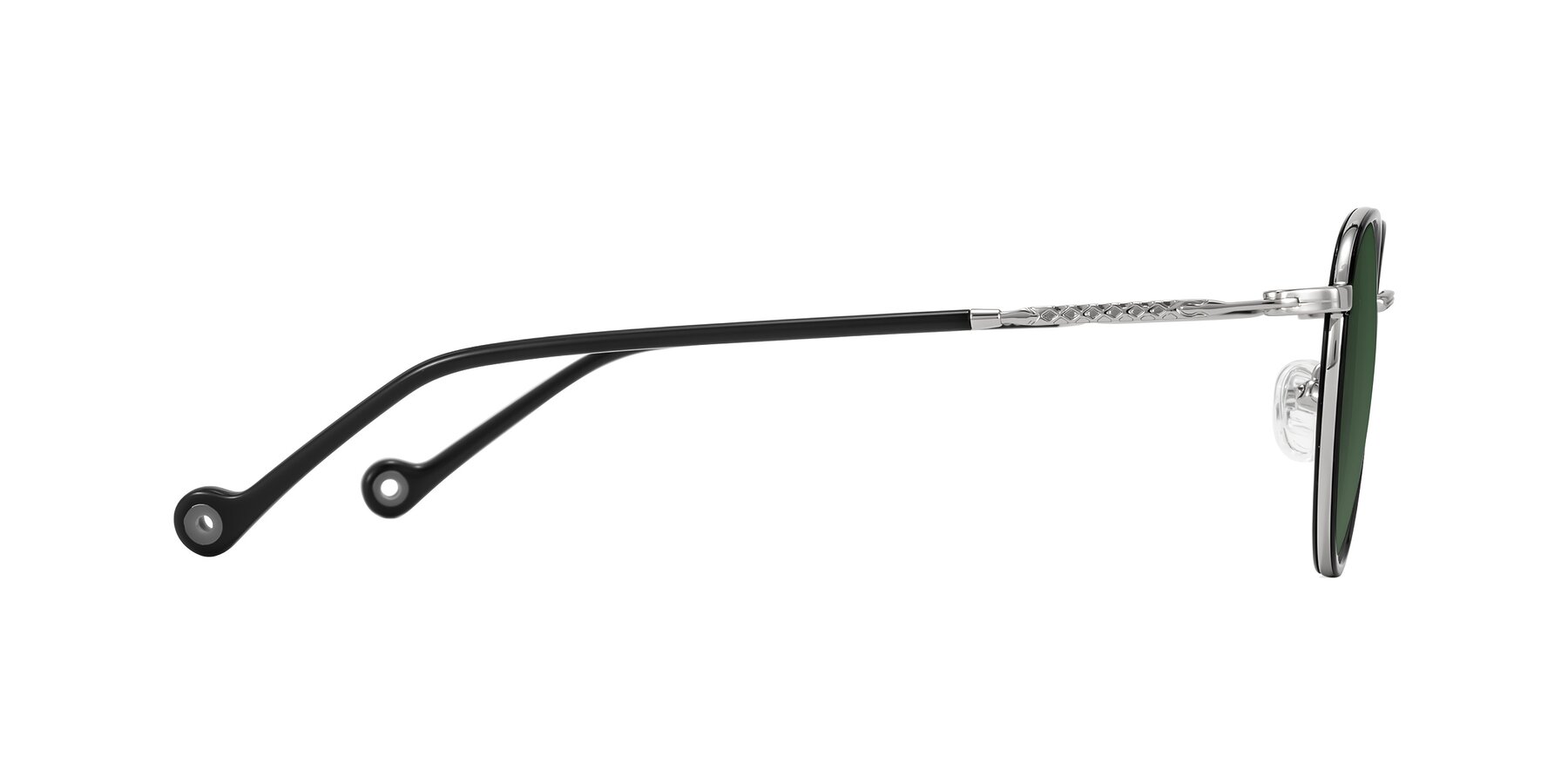 Side of Hoosen in Black/Silver with Green Tinted Lenses