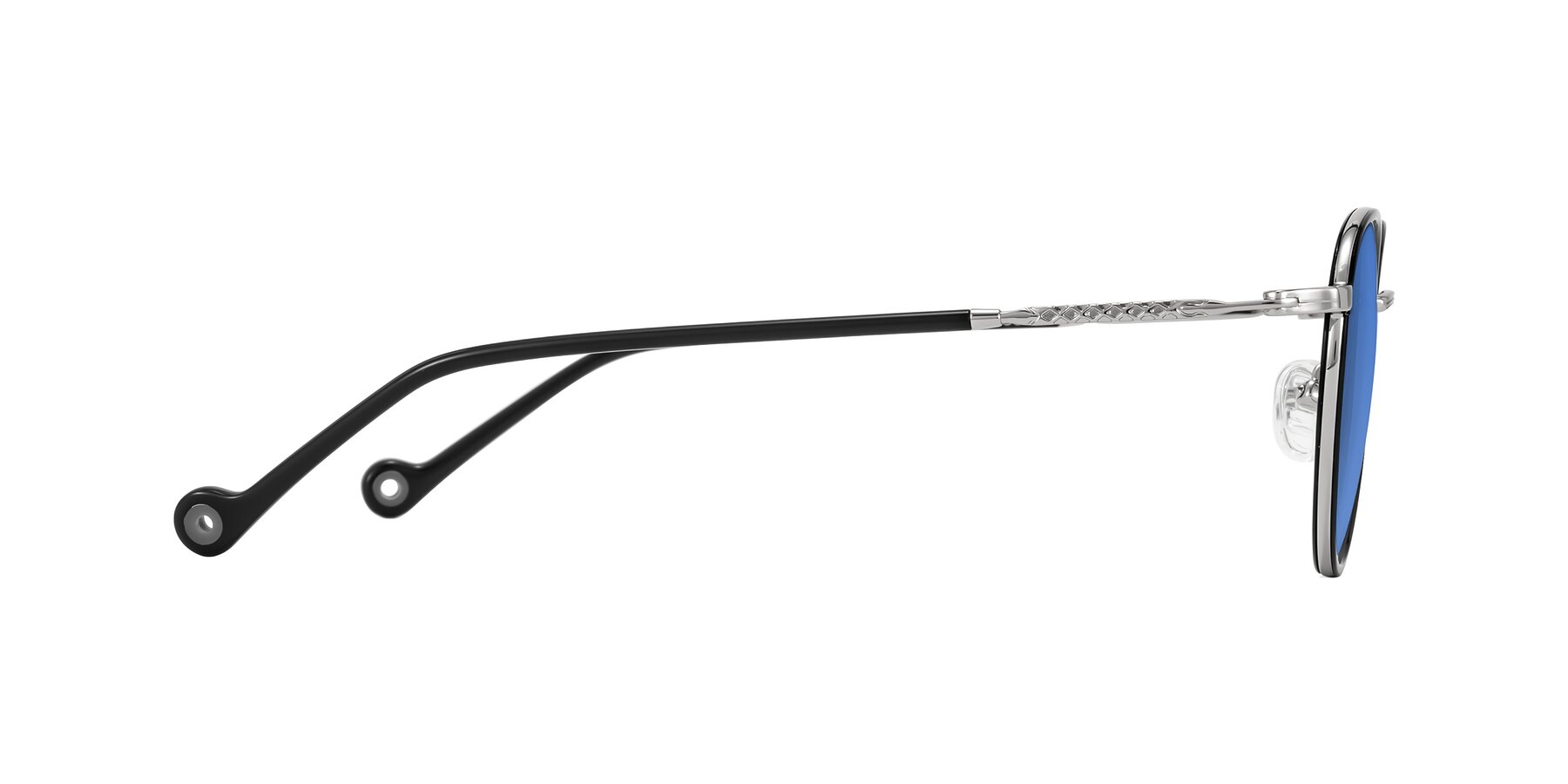 Side of Hoosen in Black/Silver with Blue Tinted Lenses