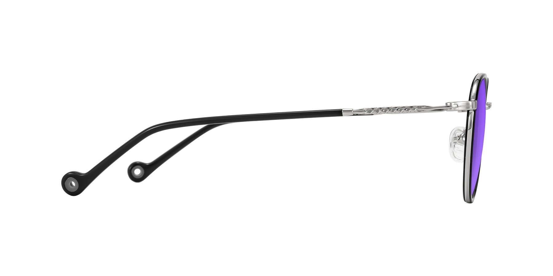 Side of Hoosen in Black/Silver with Purple Tinted Lenses