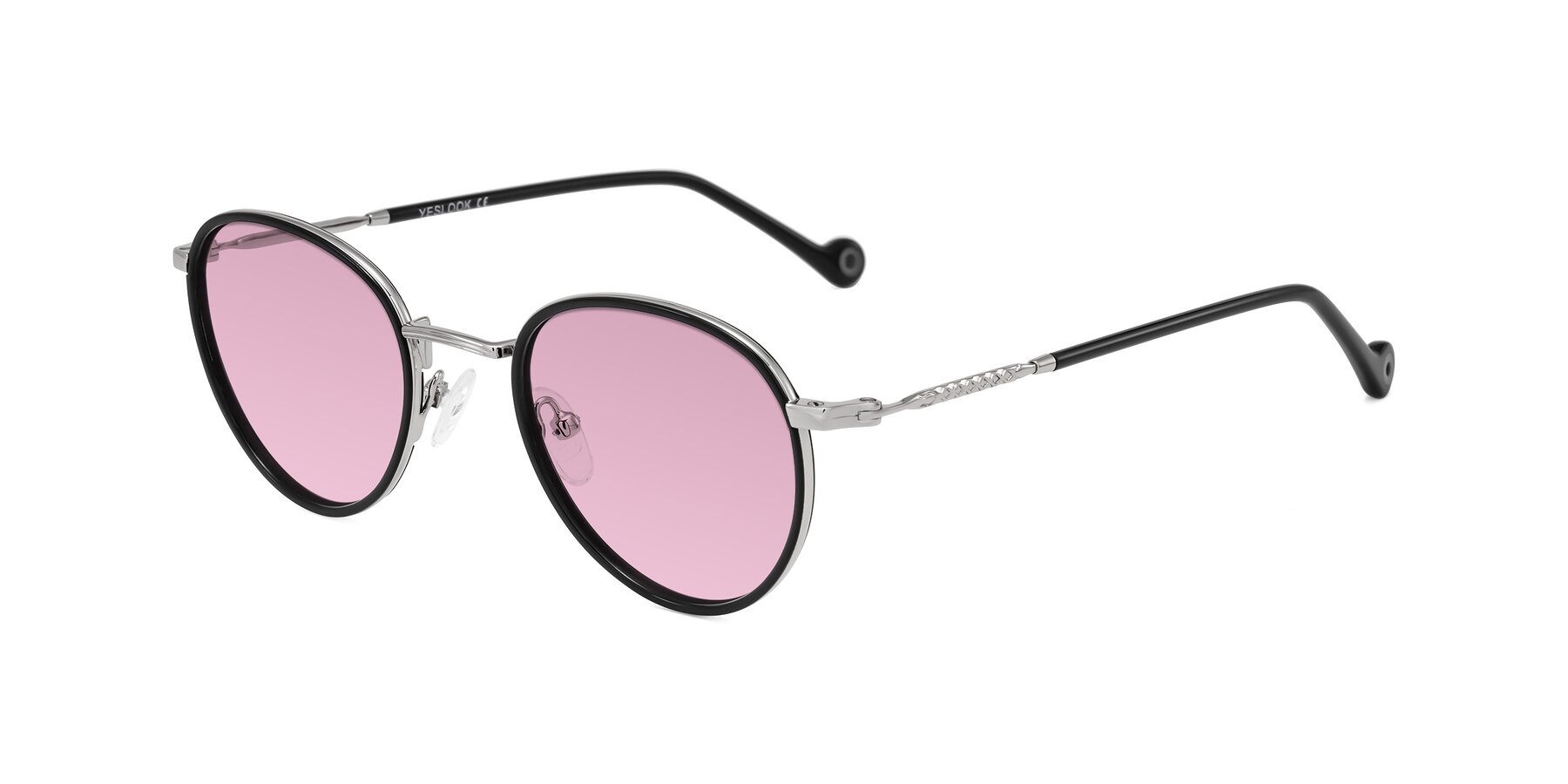 Angle of Hoosen in Black/Silver with Light Wine Tinted Lenses