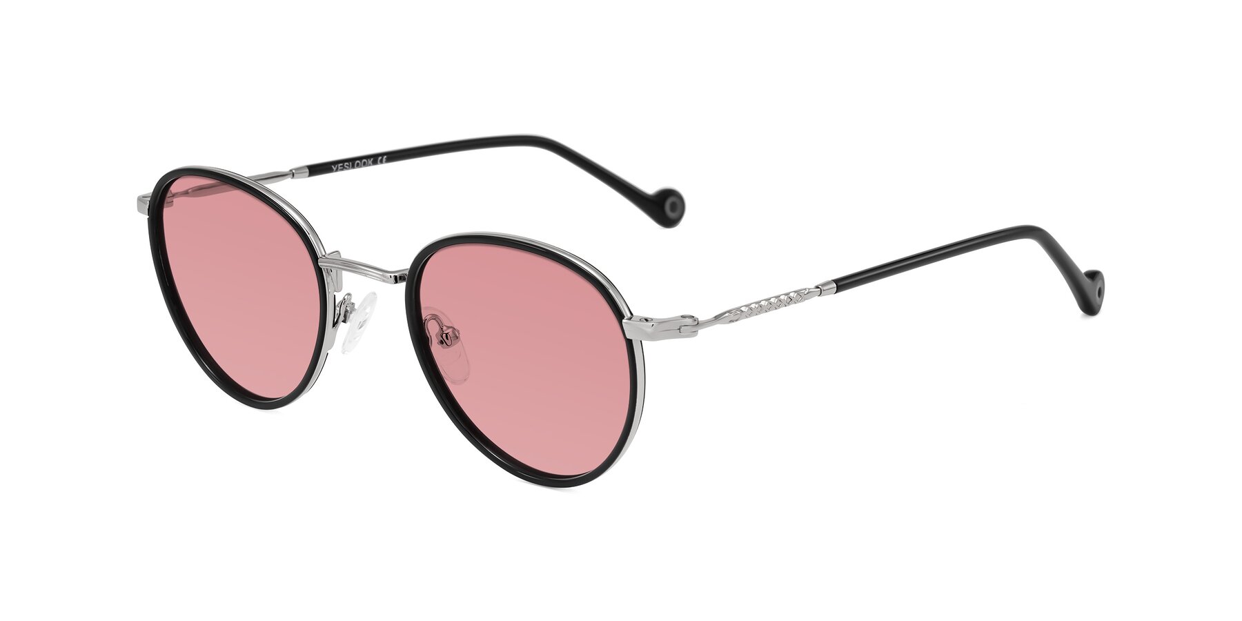 Angle of Hoosen in Black/Silver with Medium Garnet Tinted Lenses