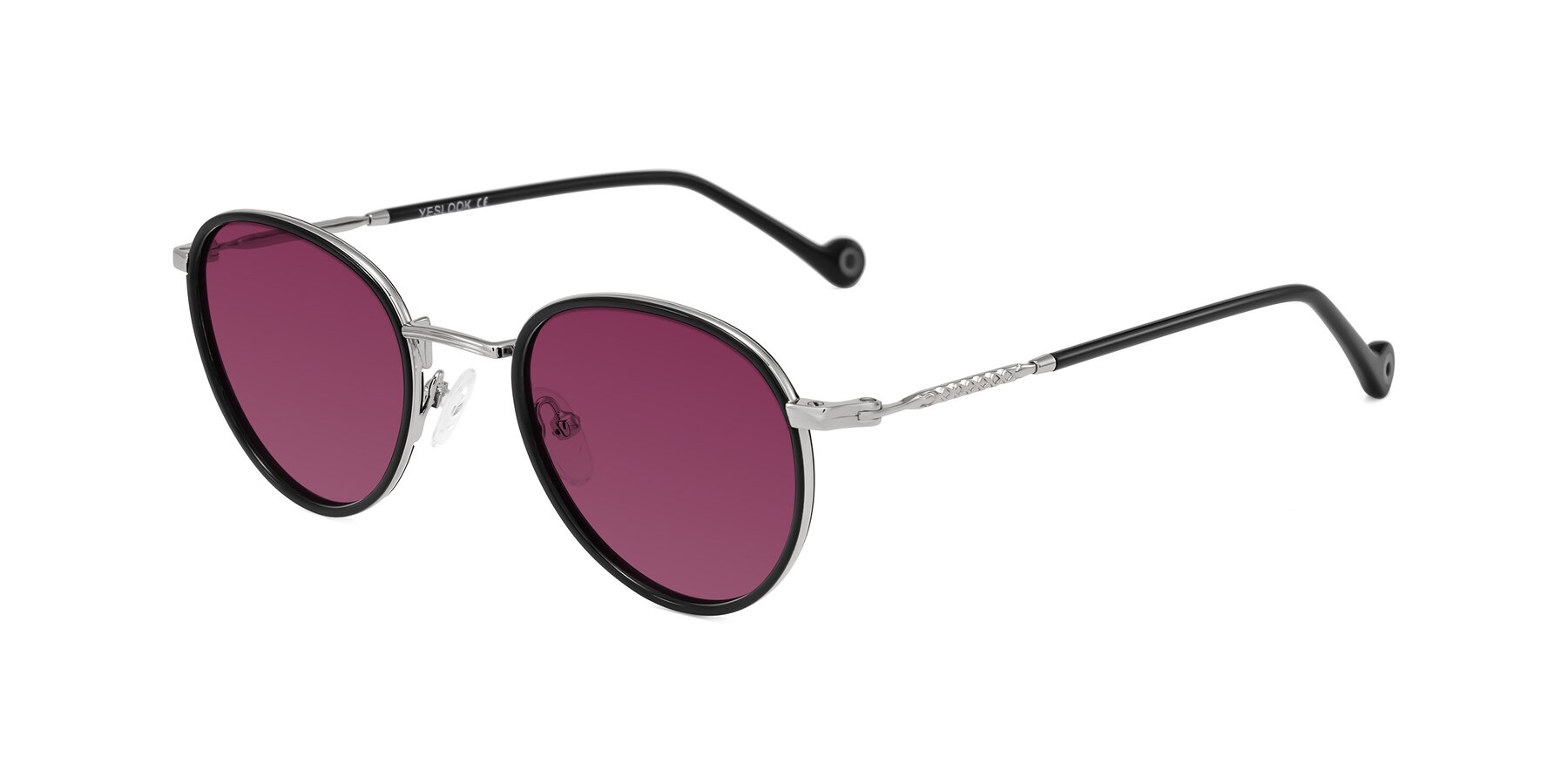 Angle of Hoosen in Black/Silver with Wine Tinted Lenses