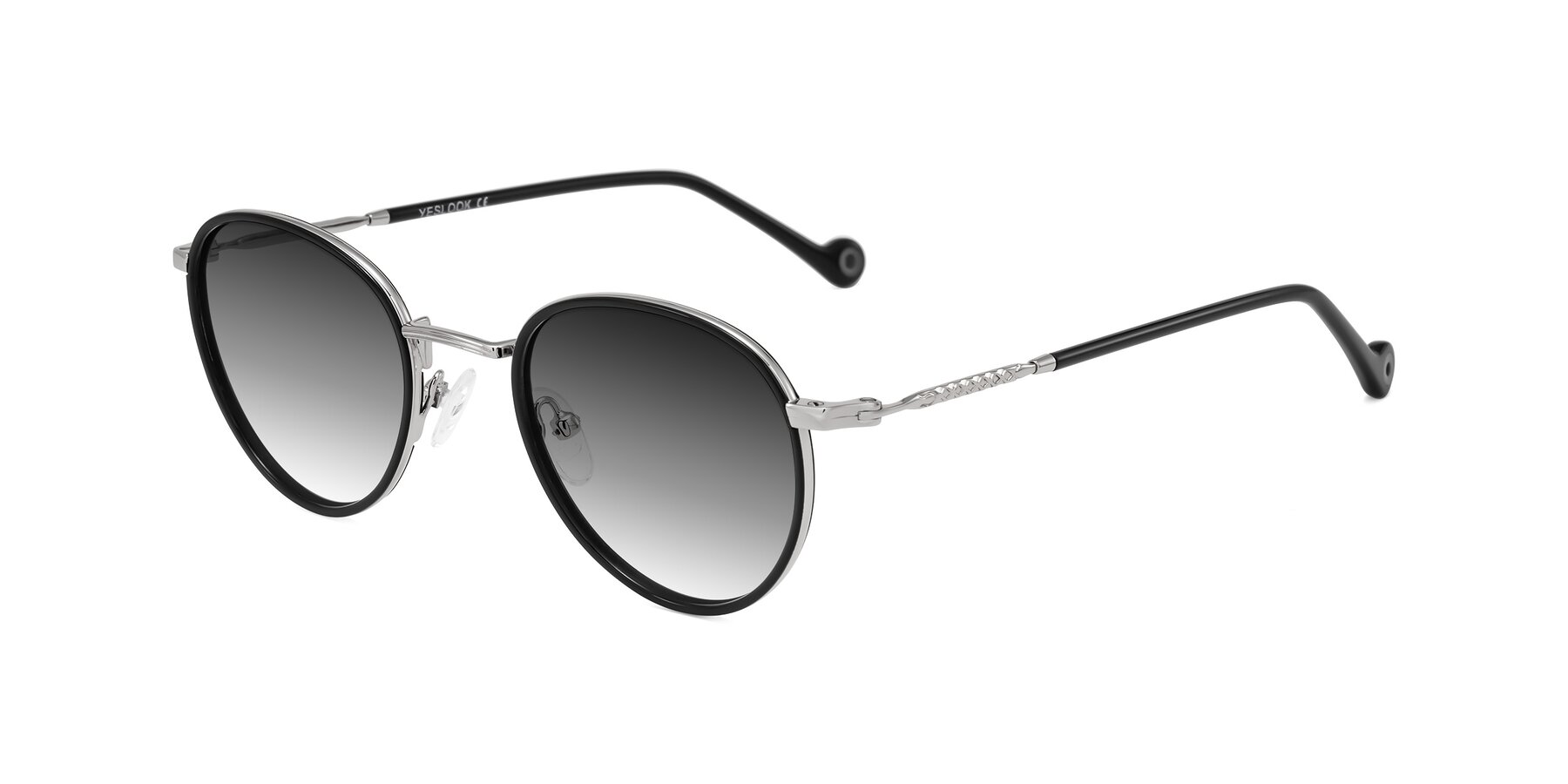 Angle of Hoosen in Black/Silver with Gray Gradient Lenses