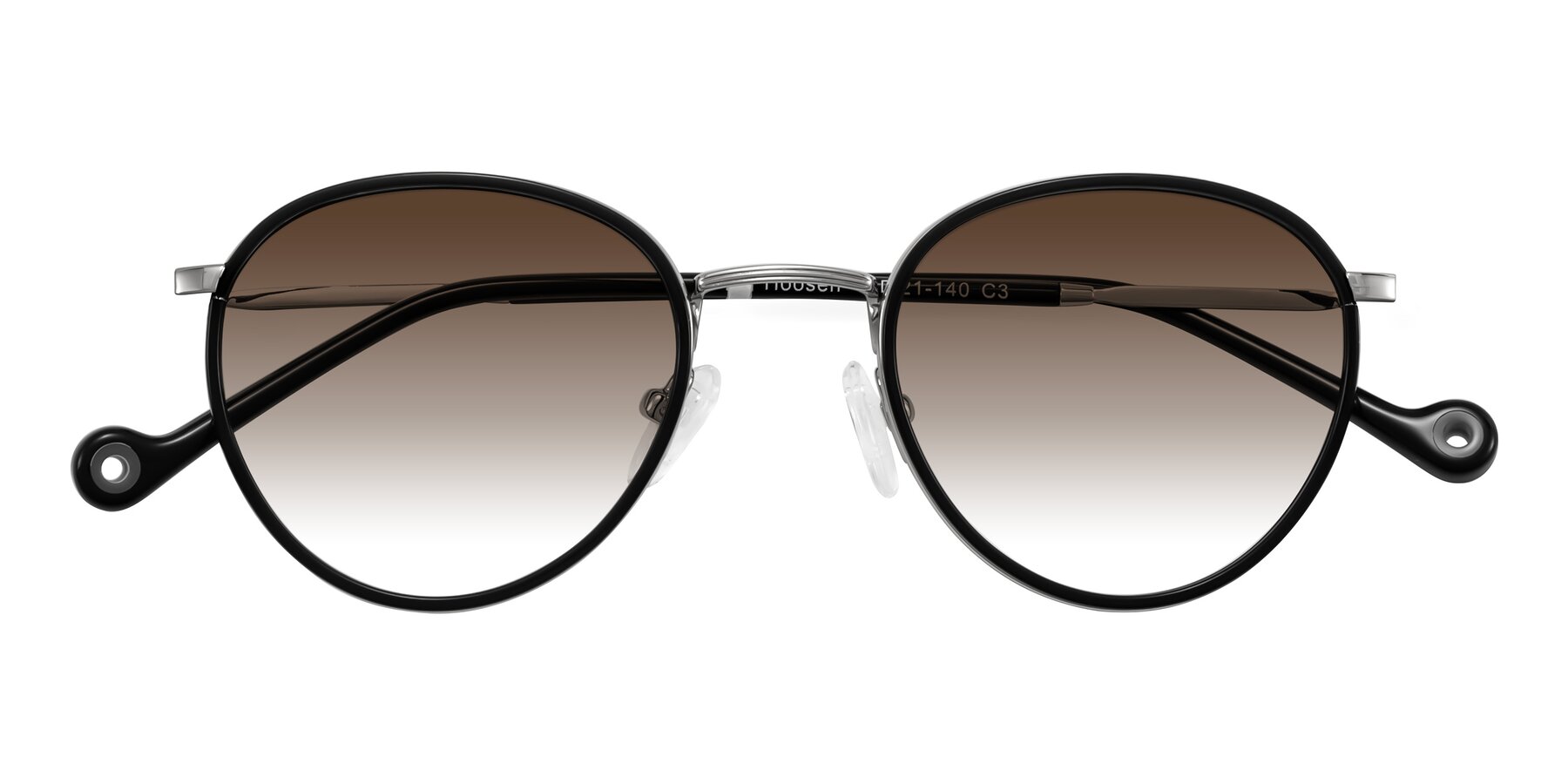Folded Front of Hoosen in Black/Silver with Brown Gradient Lenses