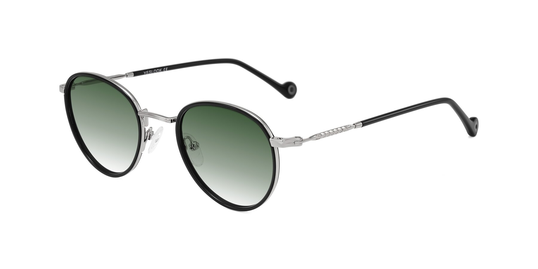 Angle of Hoosen in Black/Silver with Green Gradient Lenses