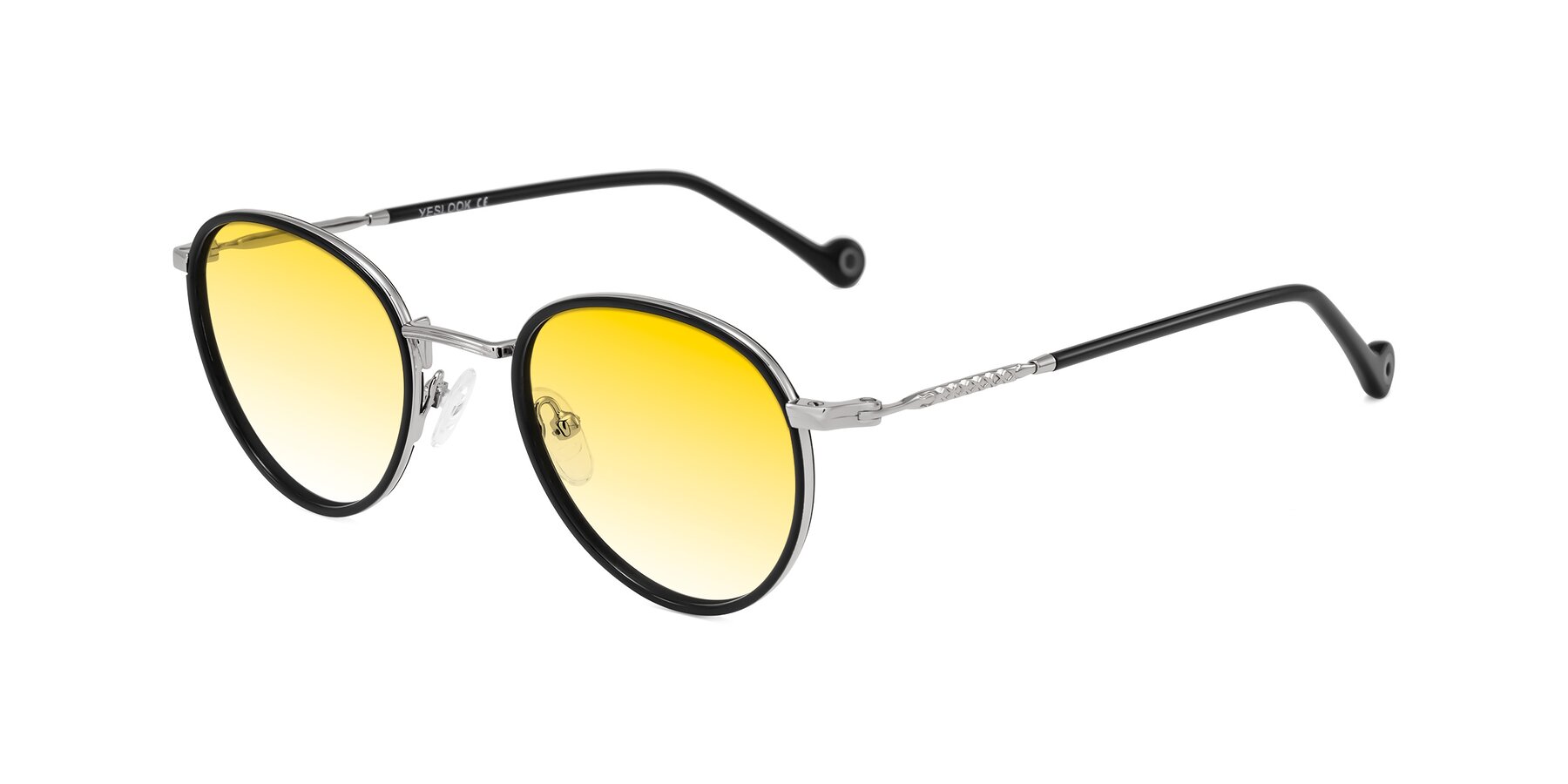 Angle of Hoosen in Black/Silver with Yellow Gradient Lenses