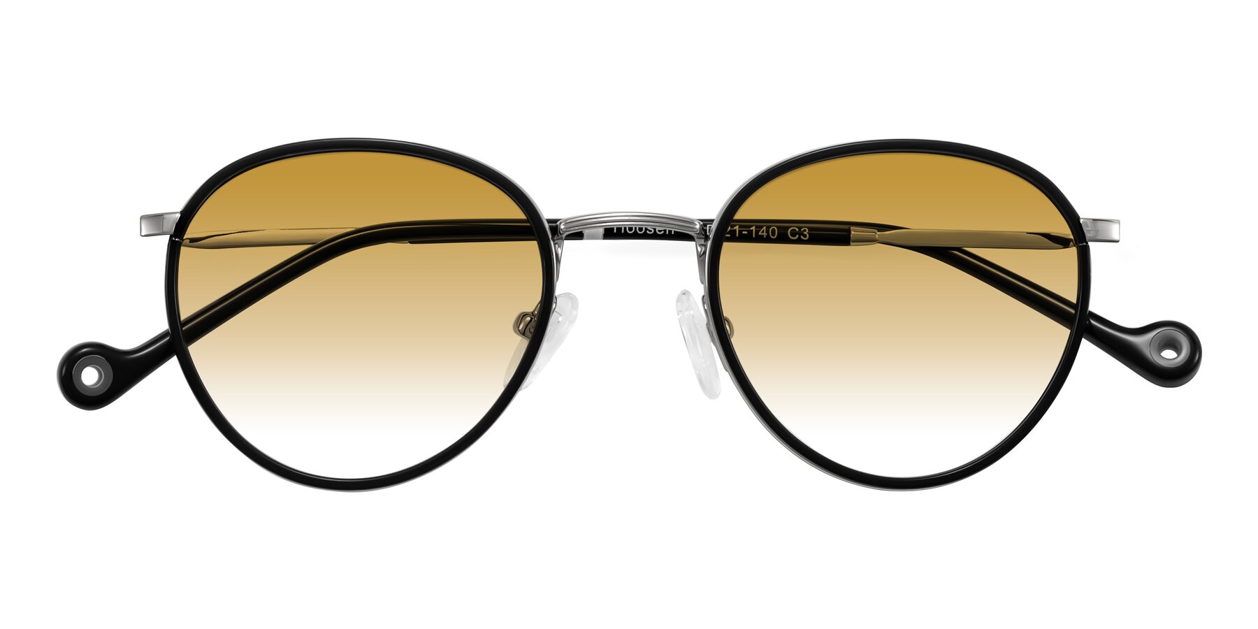 Folded Front of Hoosen in Black/Silver with Champagne Gradient Lenses