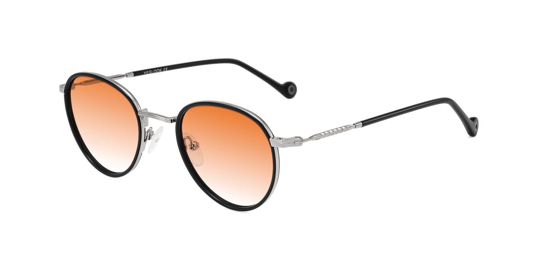 Angle of Hoosen in Black/Silver with Orange Gradient Lenses