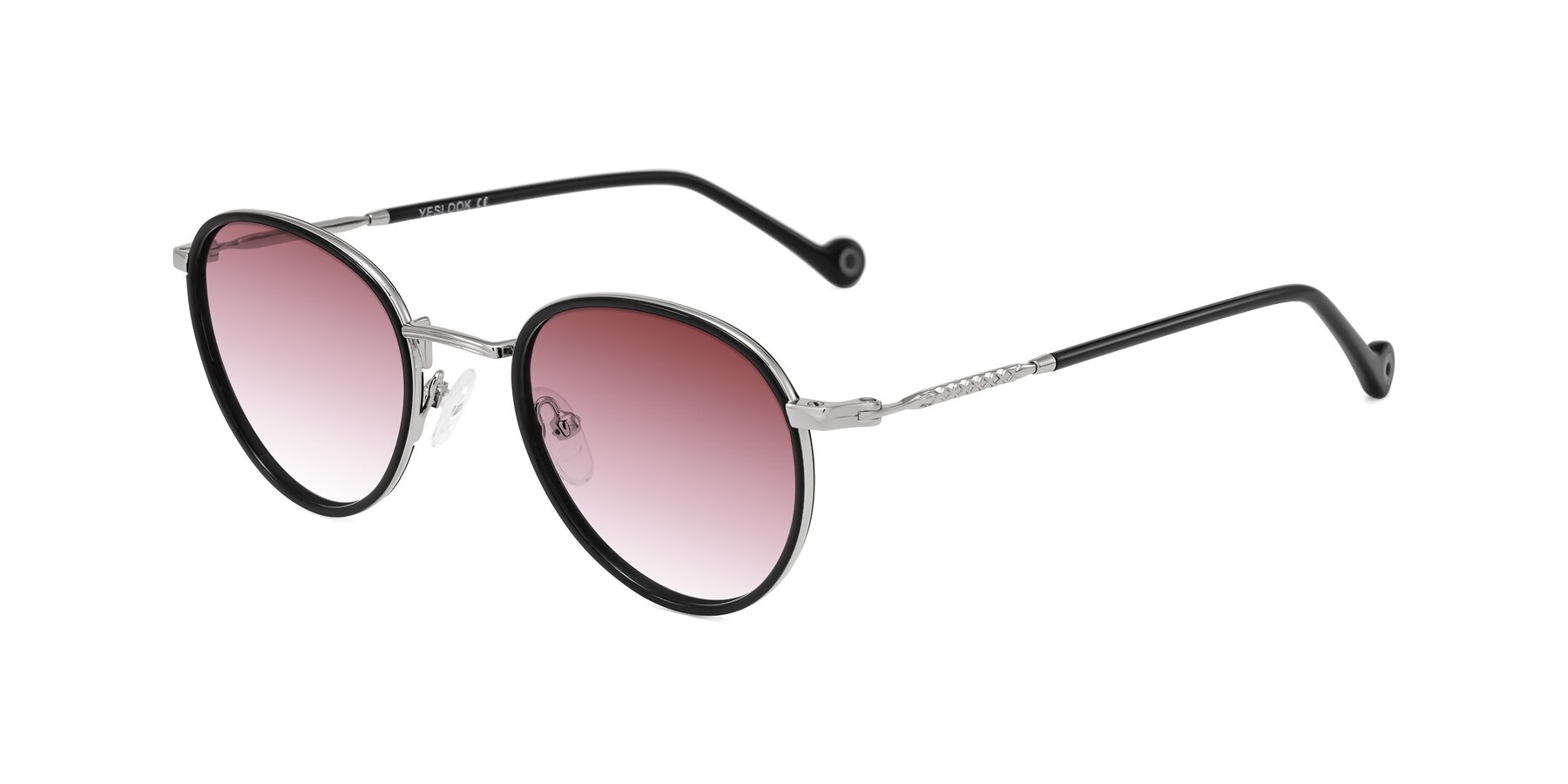 Angle of Hoosen in Black/Silver with Garnet Gradient Lenses
