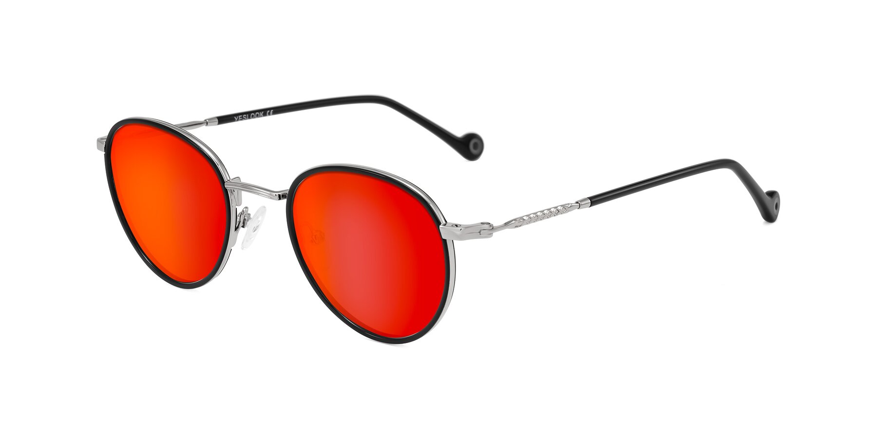 Angle of Hoosen in Black/Silver with Red Gold Mirrored Lenses