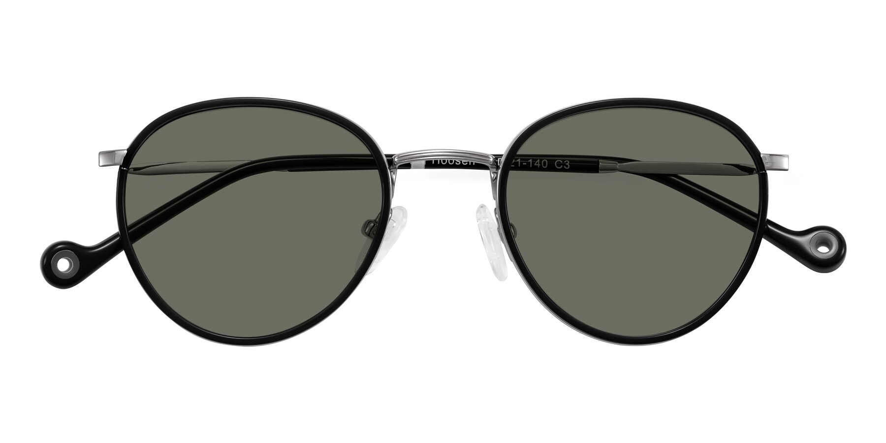 Folded Front of Hoosen in Black/Silver with Gray Polarized Lenses