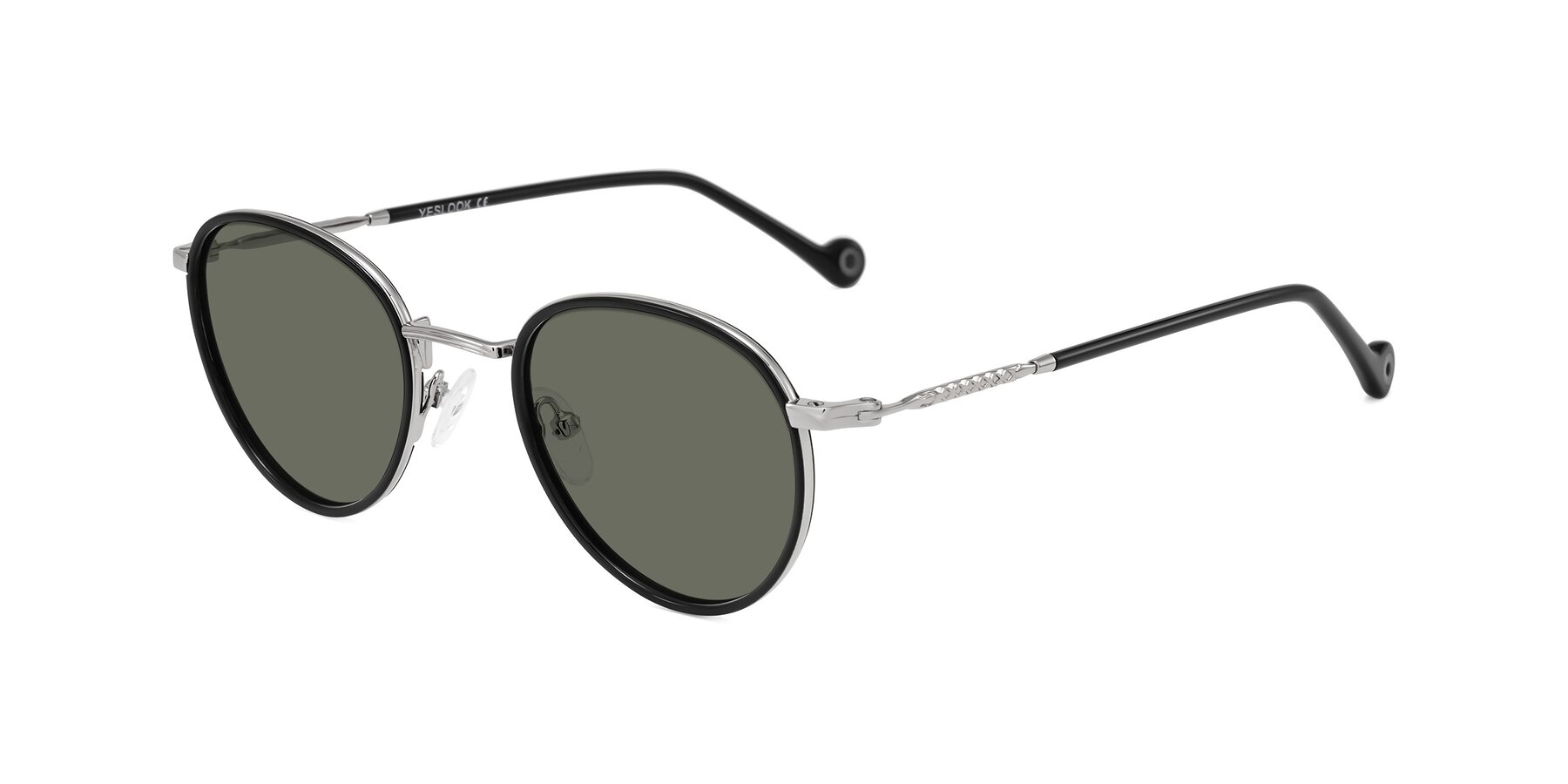 Angle of Hoosen in Black/Silver with Gray Polarized Lenses