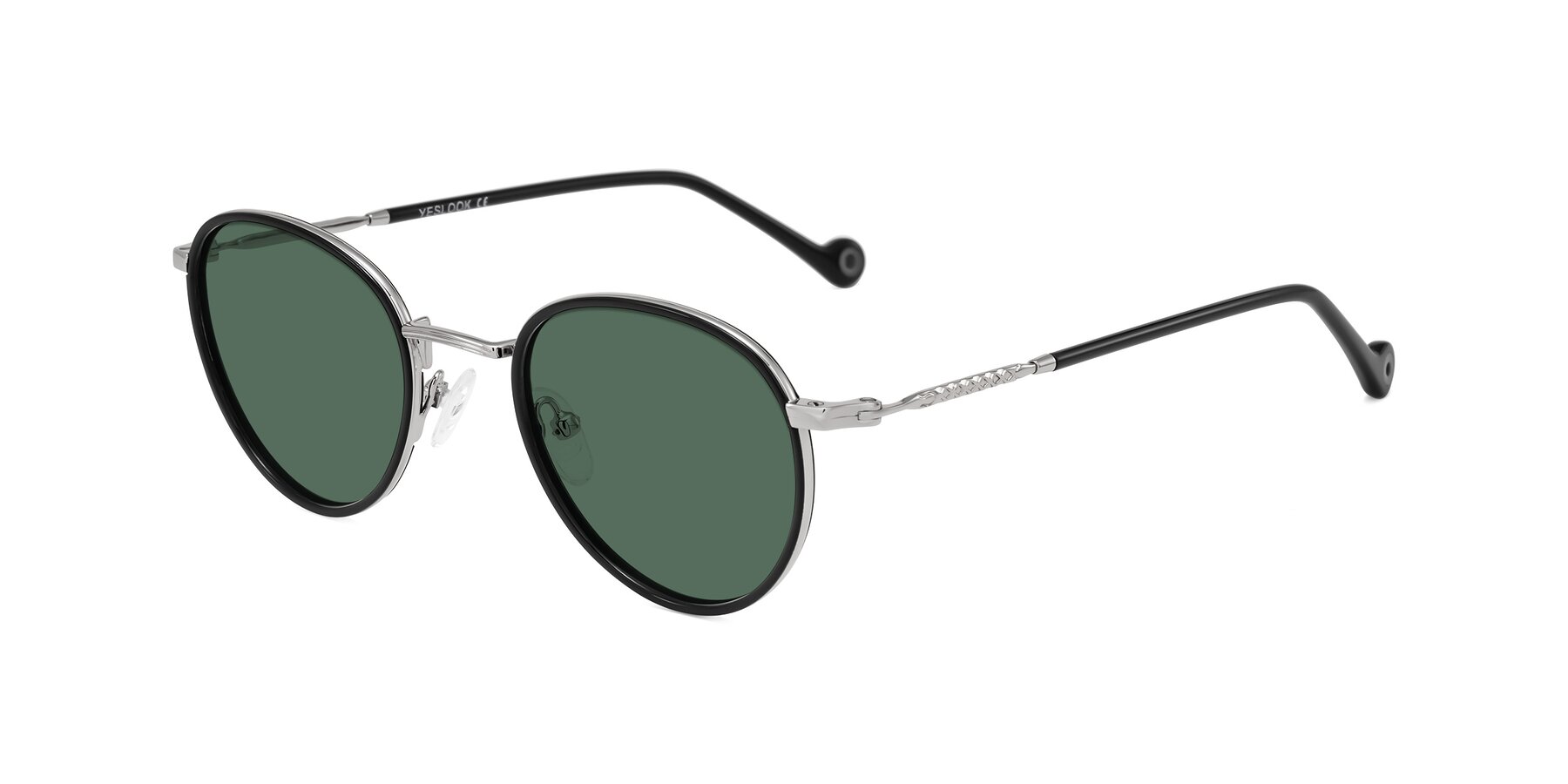 Angle of Hoosen in Black/Silver with Green Polarized Lenses