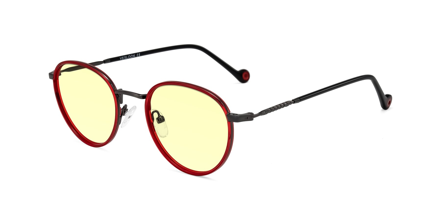 Angle of Hoosen in Red/Gunmetal with Light Yellow Tinted Lenses