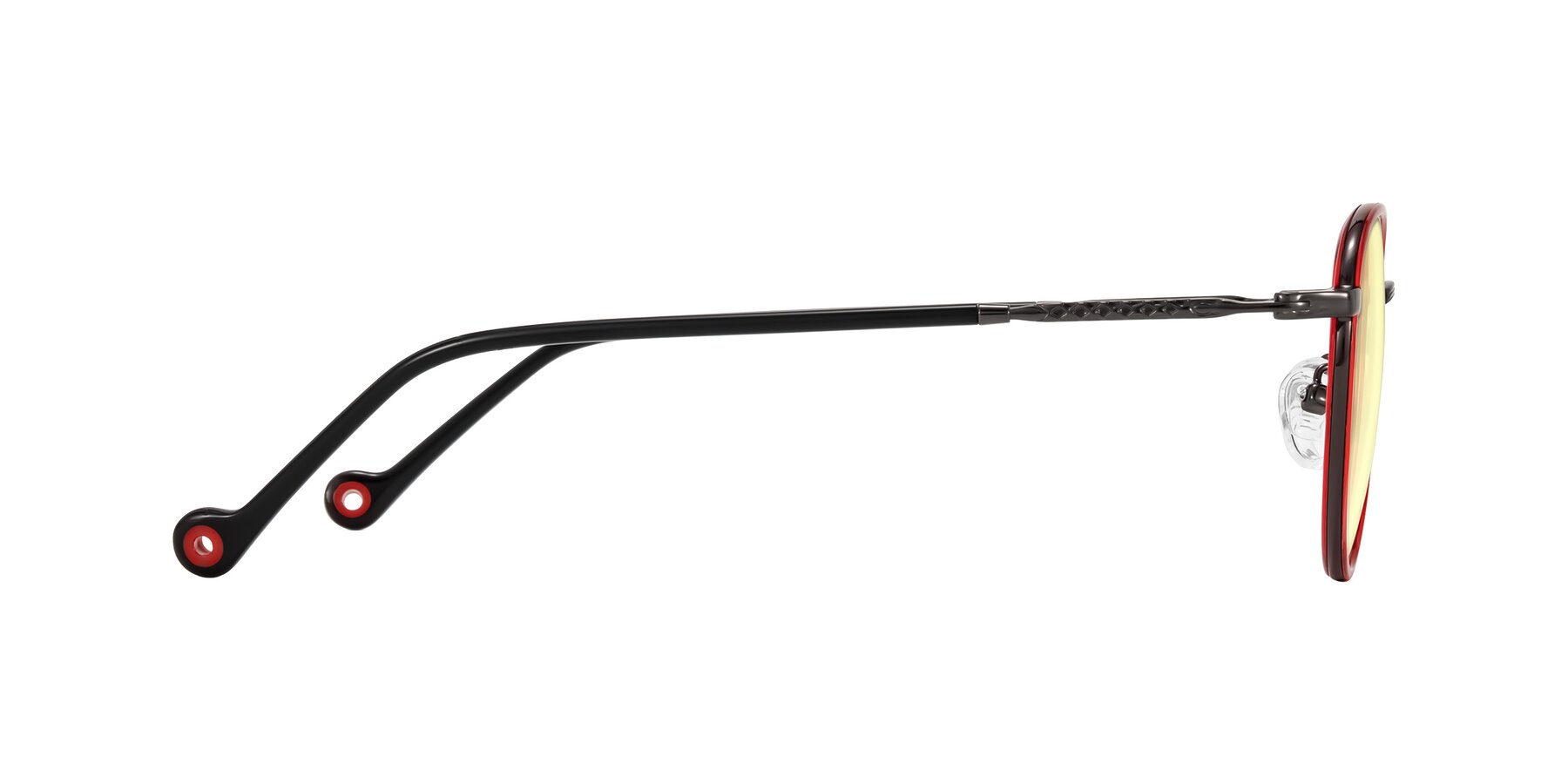 Side of Hoosen in Red/Gunmetal with Light Yellow Tinted Lenses