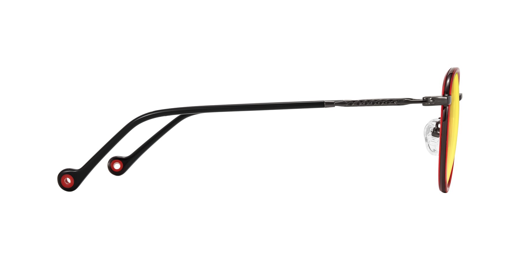Side of Hoosen in Red/Gunmetal with Medium Yellow Tinted Lenses