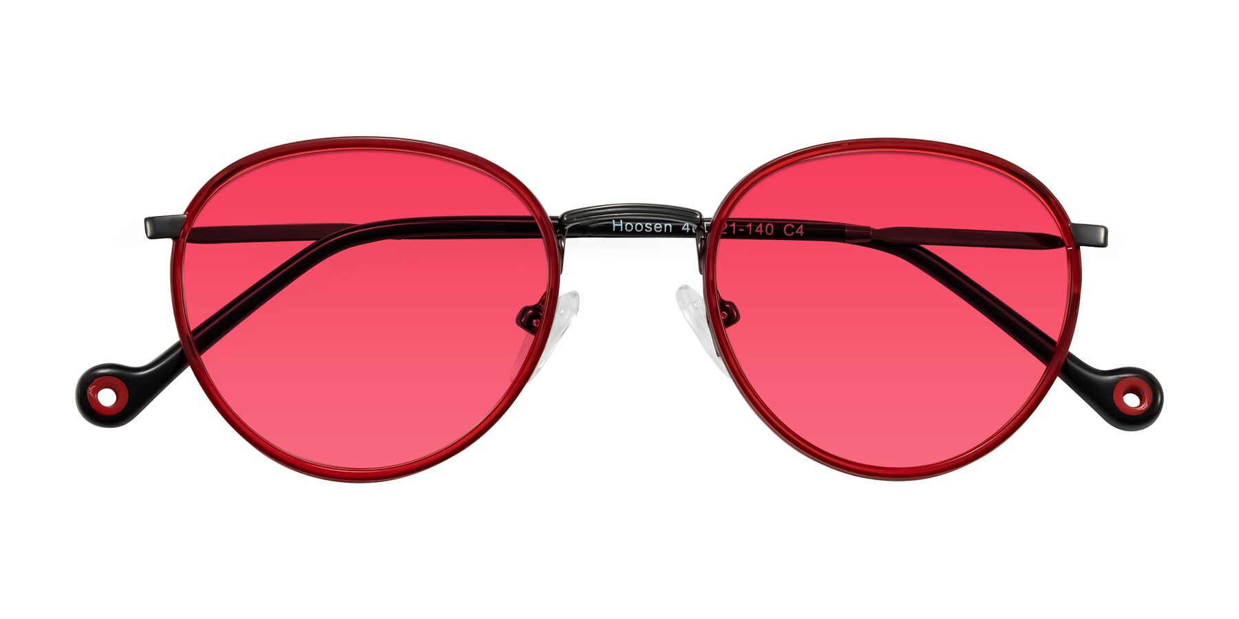 Folded Front of Hoosen in Red/Gunmetal with Red Tinted Lenses