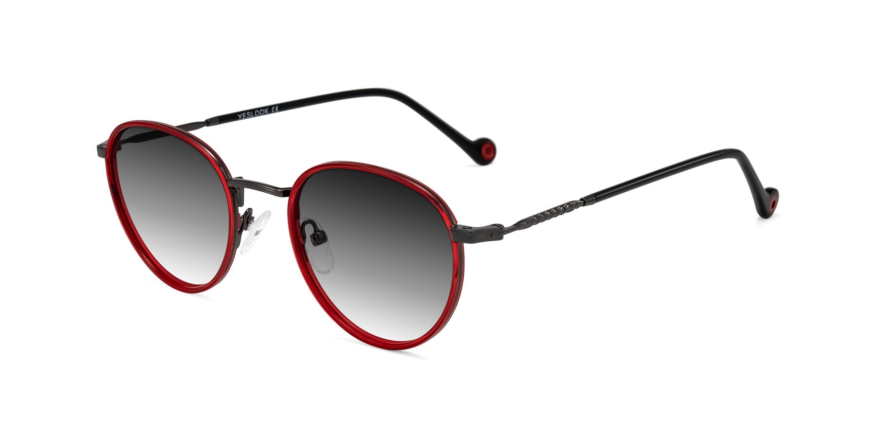 Angle of Hoosen in Red/Gunmetal with Gray Gradient Lenses