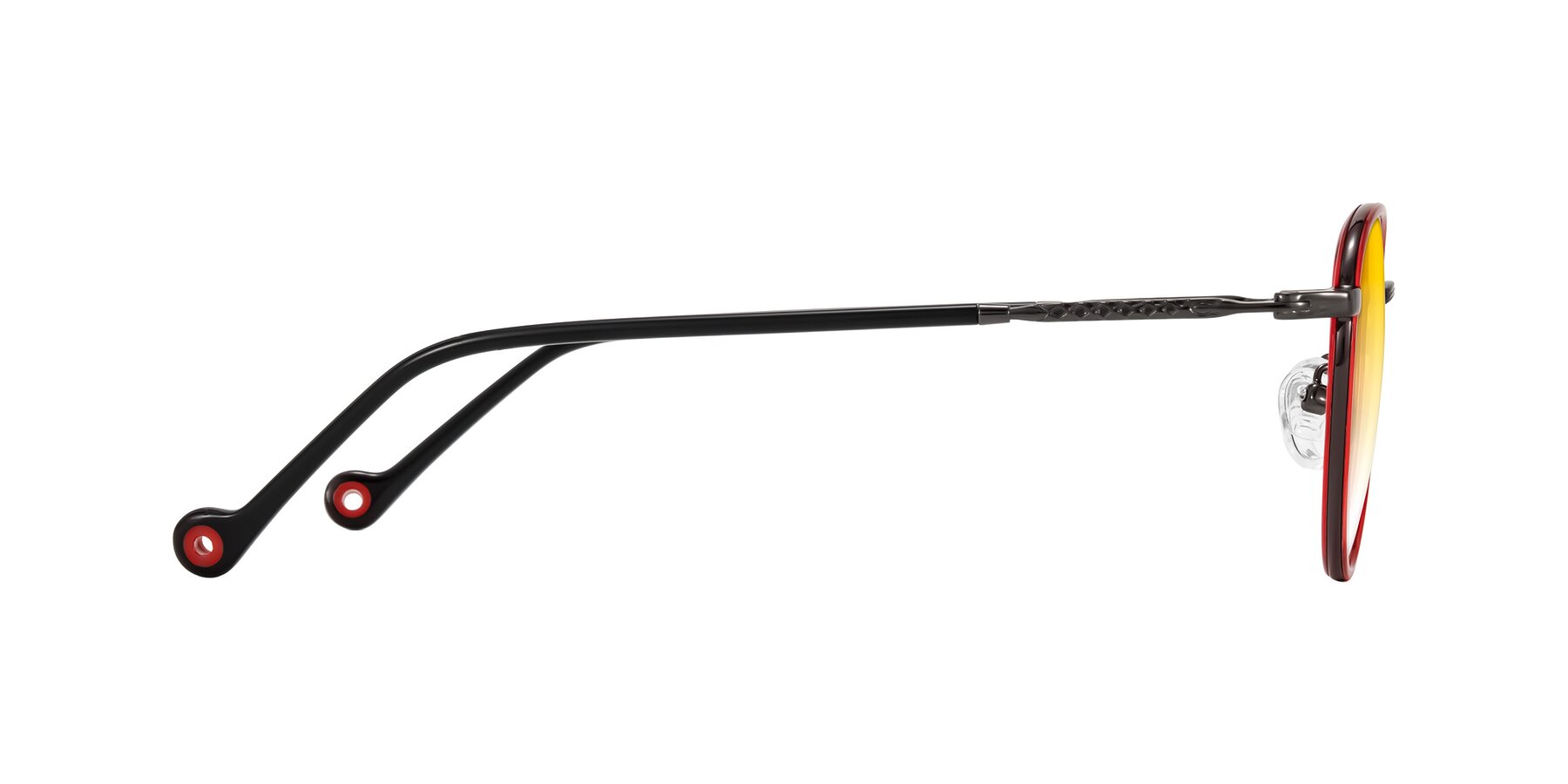 Side of Hoosen in Red/Gunmetal with Yellow Gradient Lenses
