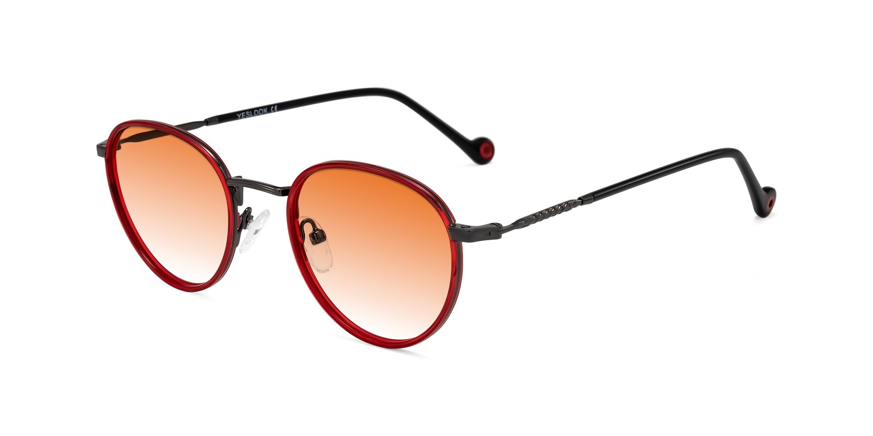 Angle of Hoosen in Red/Gunmetal with Orange Gradient Lenses
