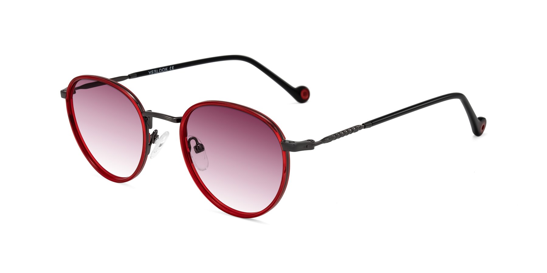 Angle of Hoosen in Red/Gunmetal with Wine Gradient Lenses