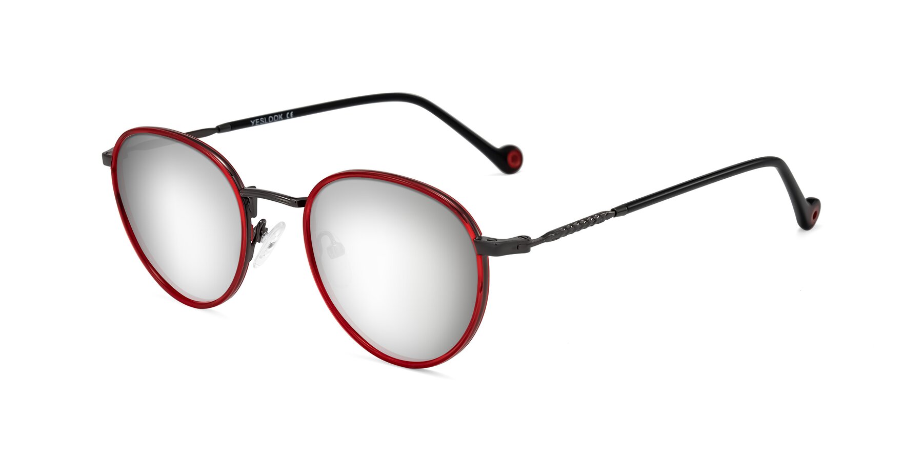 Angle of Hoosen in Red/Gunmetal with Silver Mirrored Lenses