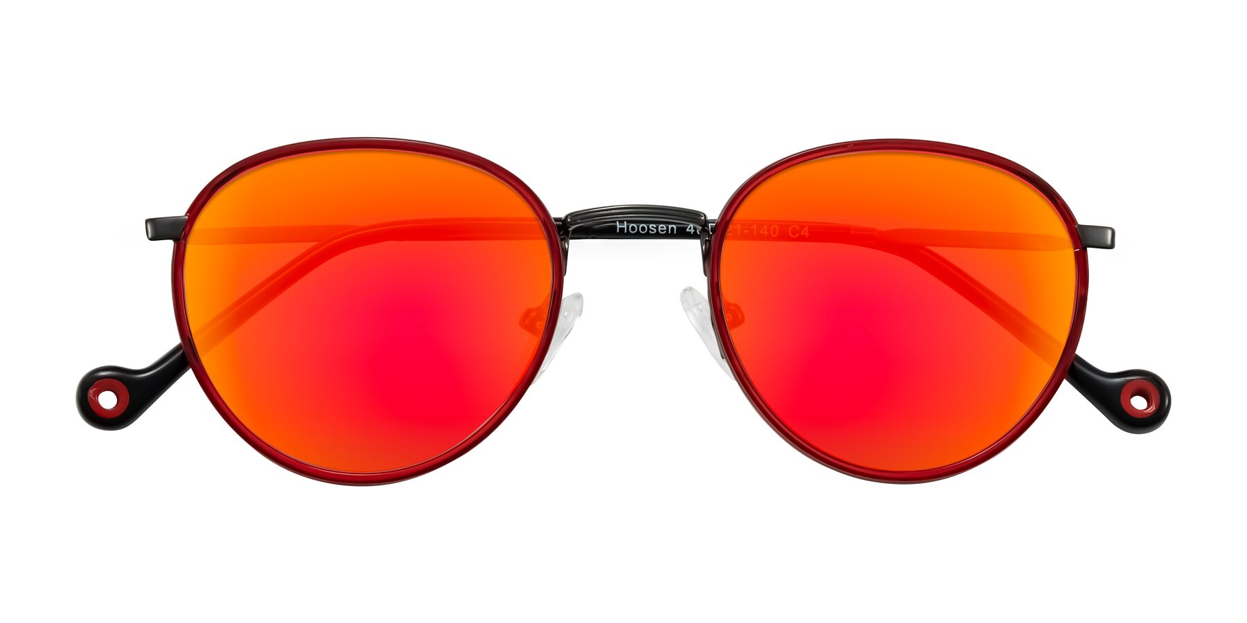 Folded Front of Hoosen in Red/Gunmetal with Red Gold Mirrored Lenses